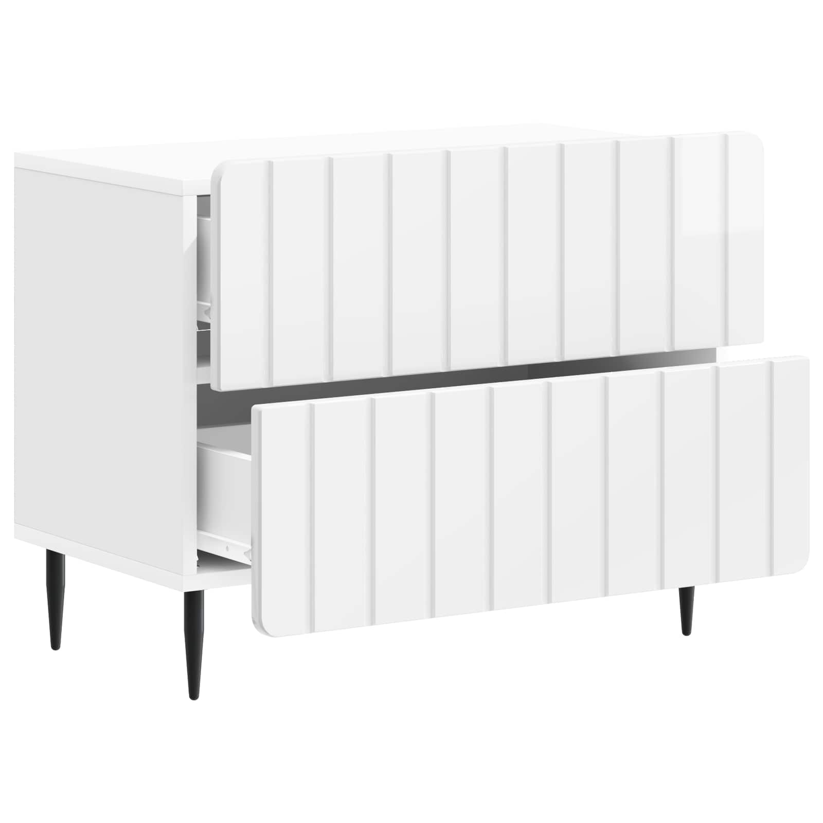Noćni ormar s ladicama Bijela visokog sjaja 62 x 34,5 x 49,5 cm