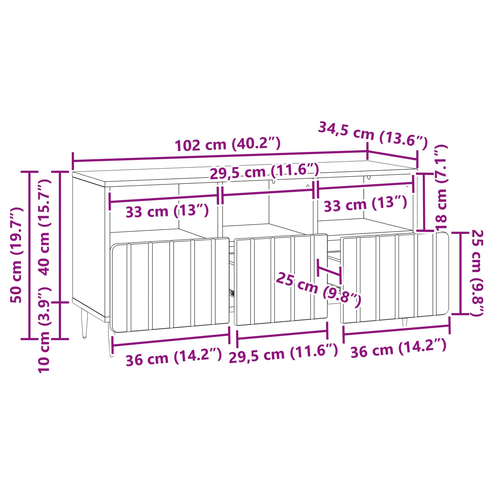 TV ormar s ladicama Crna 102 x 34,5 x 50 cm Konstruirano drvo