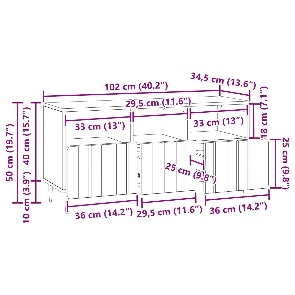 TV ormar Betonska siva 102 x 34,5 x 50 cm Konstruirano drvo