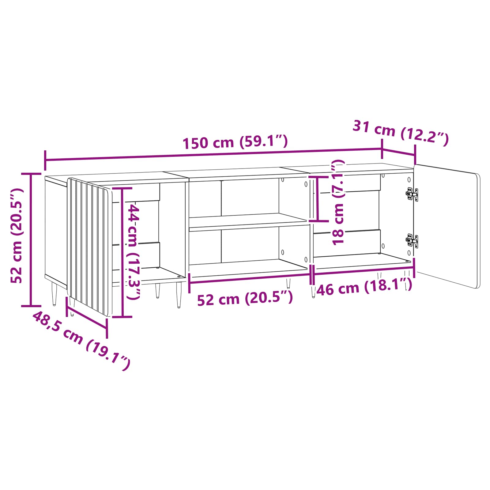TV ormar Dimljeni hrast 150 x 31 x 52 cm Konstruirano drvo