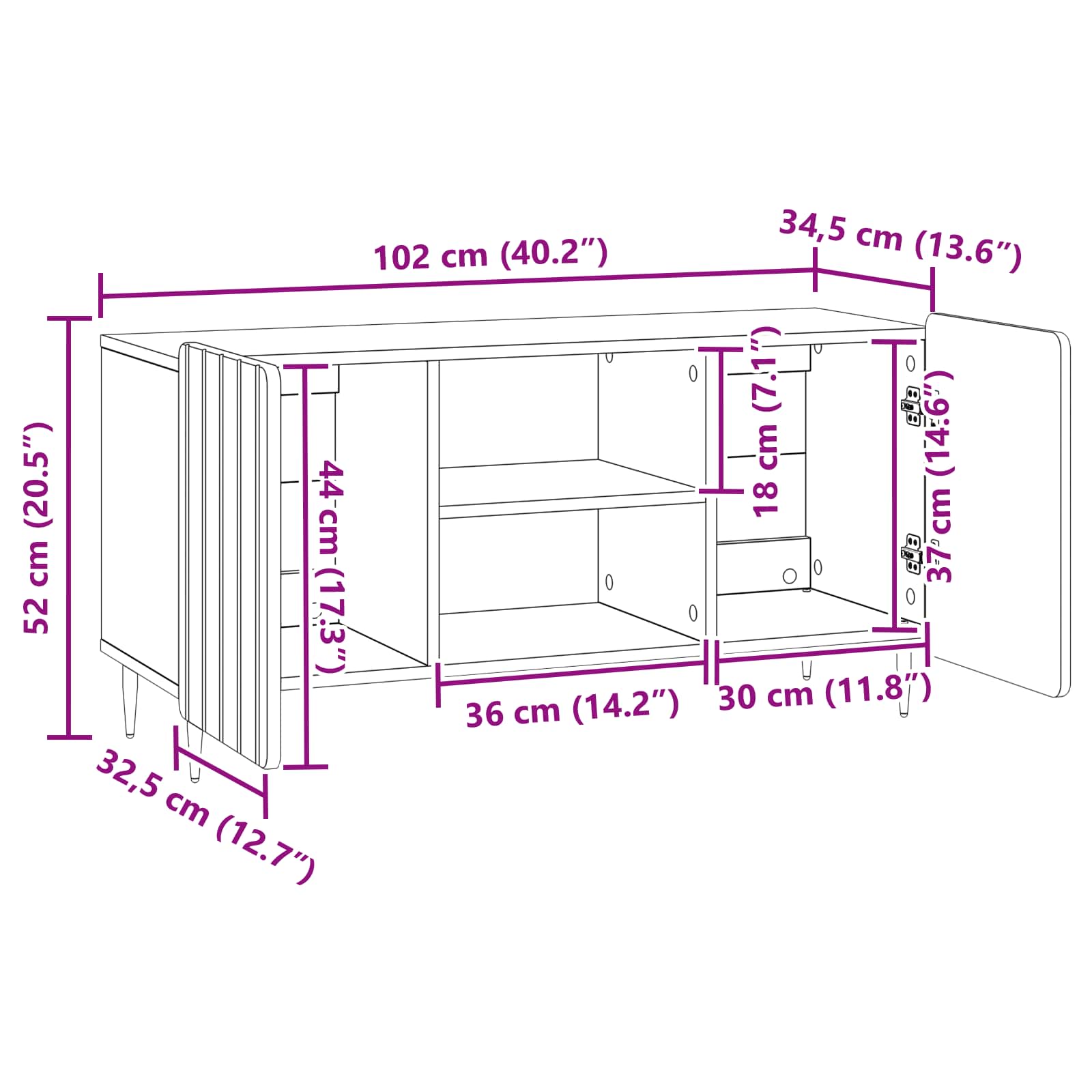TV ormar Crna 102 x 34,5 x 52 cm Konstruirano drvo