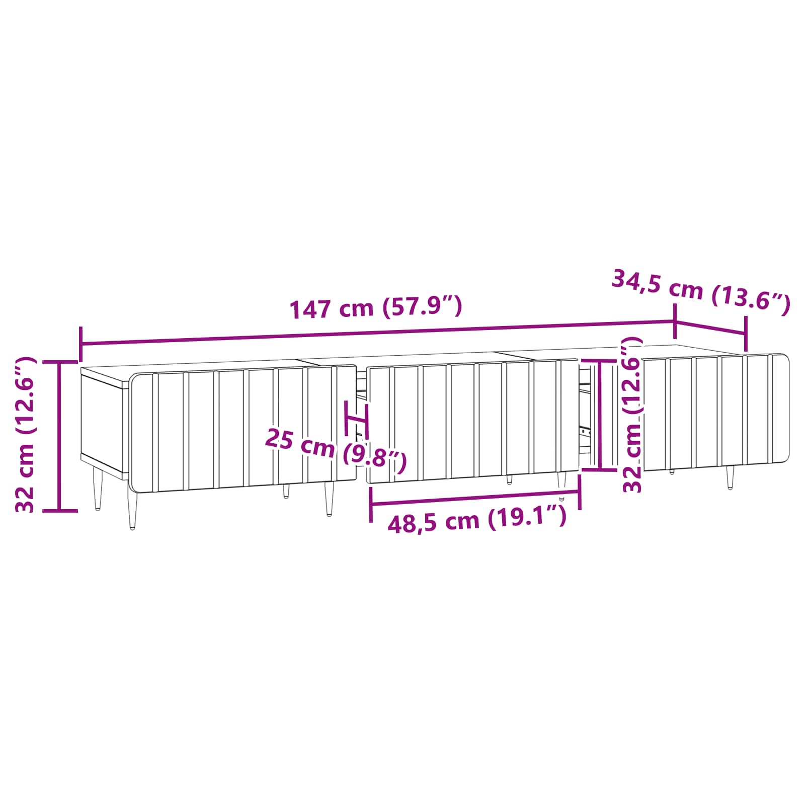 TV ormar Dimljeni hrast 147 x 34,5 x 32 cm Konstruirano drvo