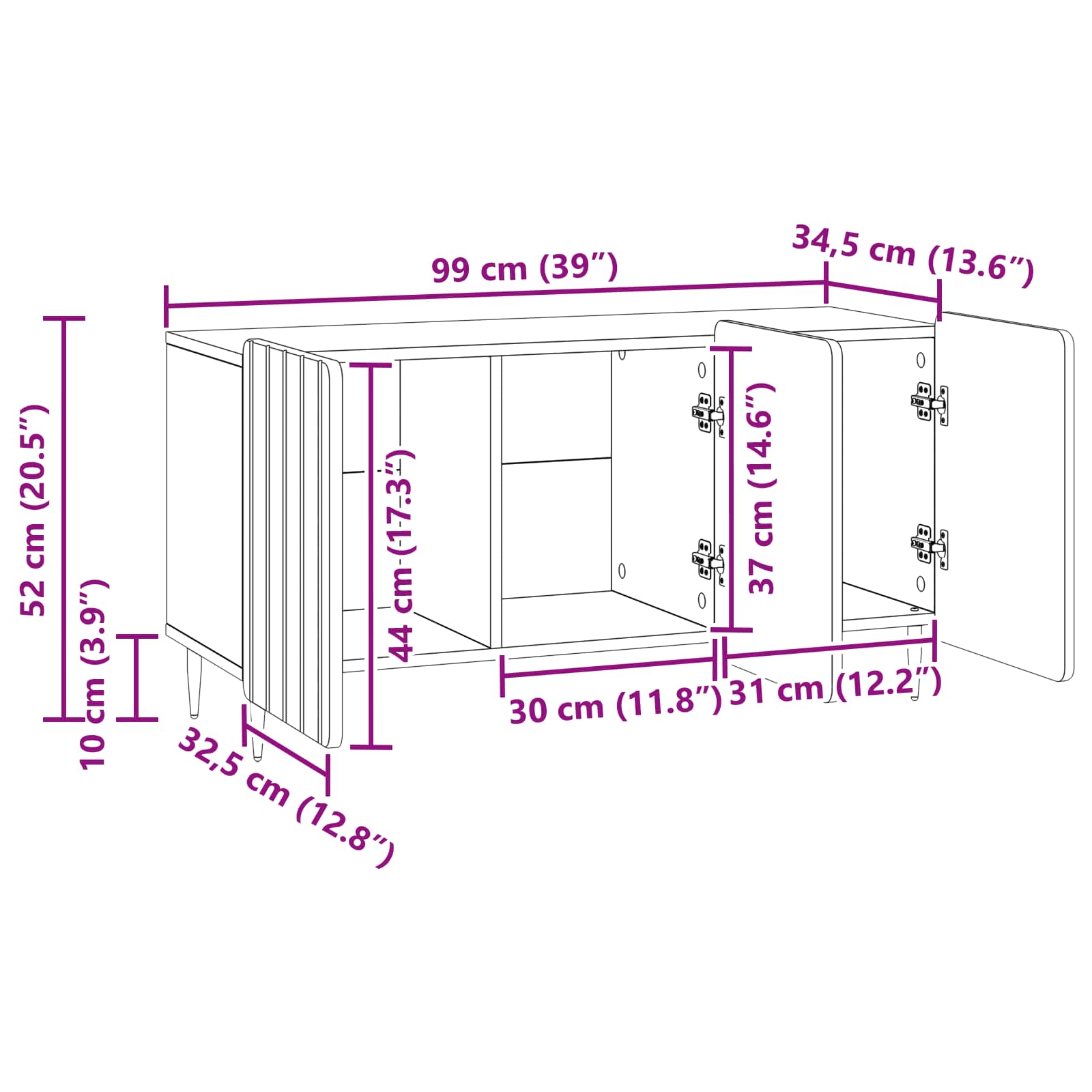 TV ormar Bijela visokog sjaja 99 x 34,5 x 52 cm