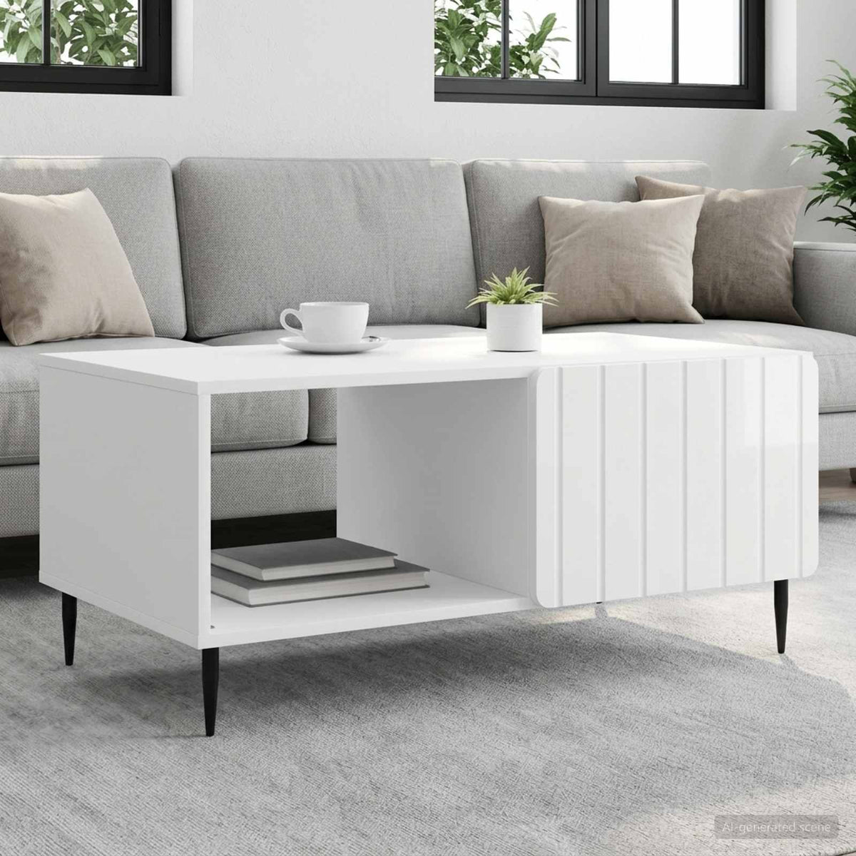 Kava Stol Bijela visokog sjaja 90 x 50 x 40 cm