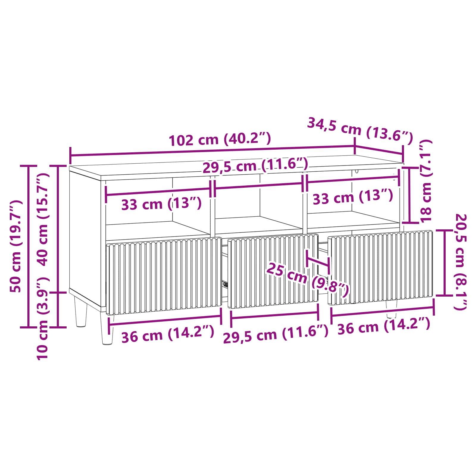 TV ormar Betonska siva 102 x 34,5 x 50 cm Konstruirano drvo
