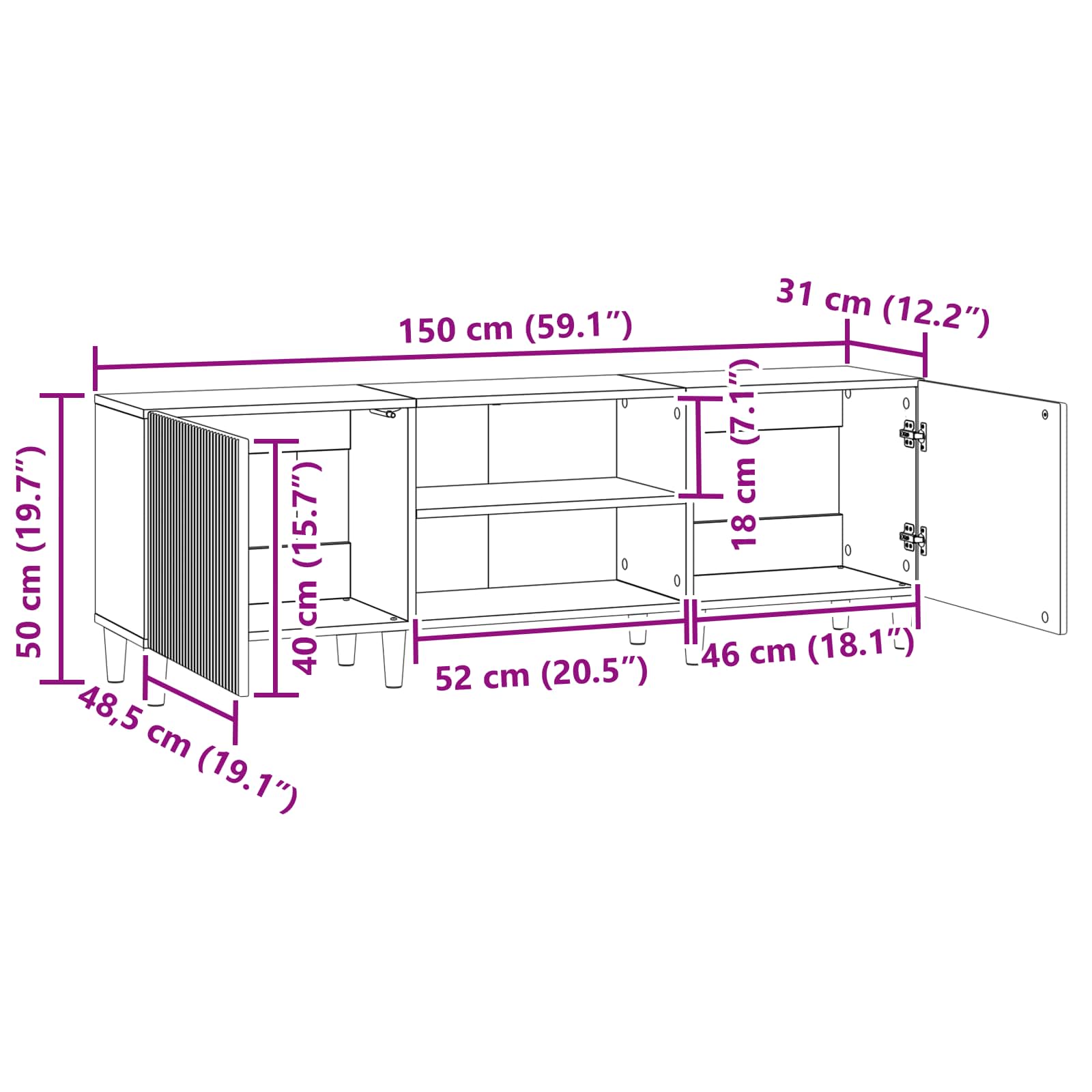 TV ormar Hrast artisan 150 x 31 x 50 cm Konstruirano drvo