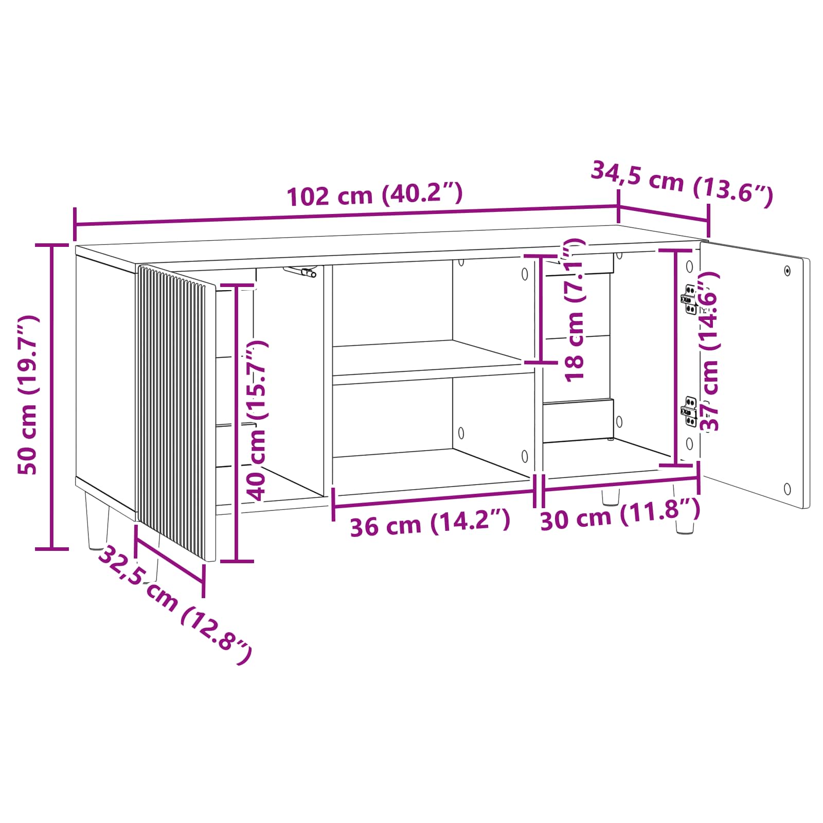 TV ormar Hrast artisan 102 x 34,5 x 50 cm Konstruirano drvo