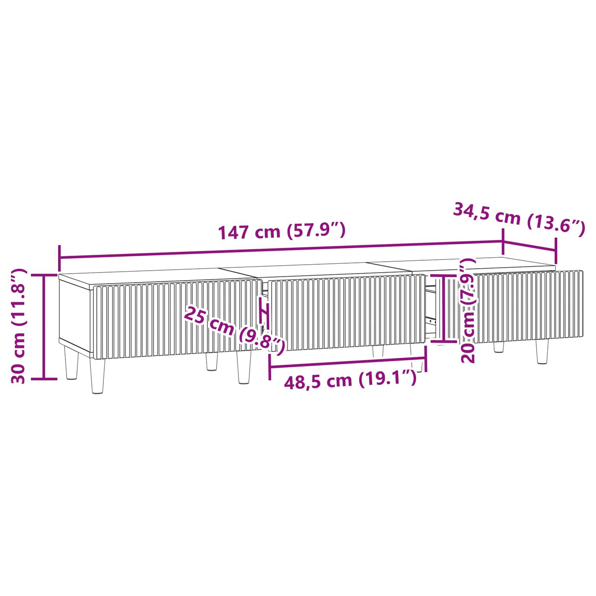 TV ormar Staro drvo 147 x 34,5 x 30 cm Konstruirano drvo
