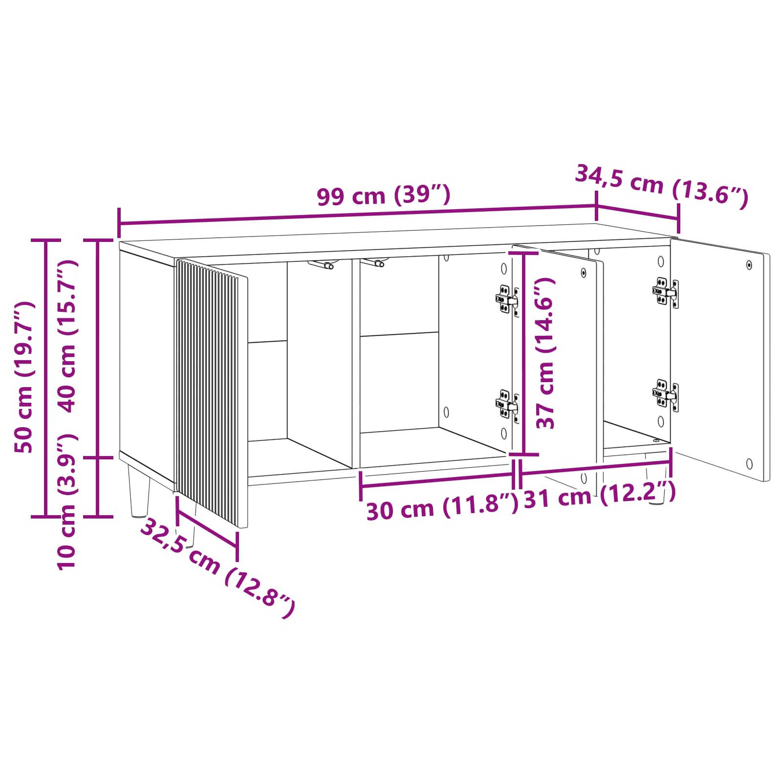 TV ormar Bijela 99 x 34,5 x 50 cm Konstruirano drvo
