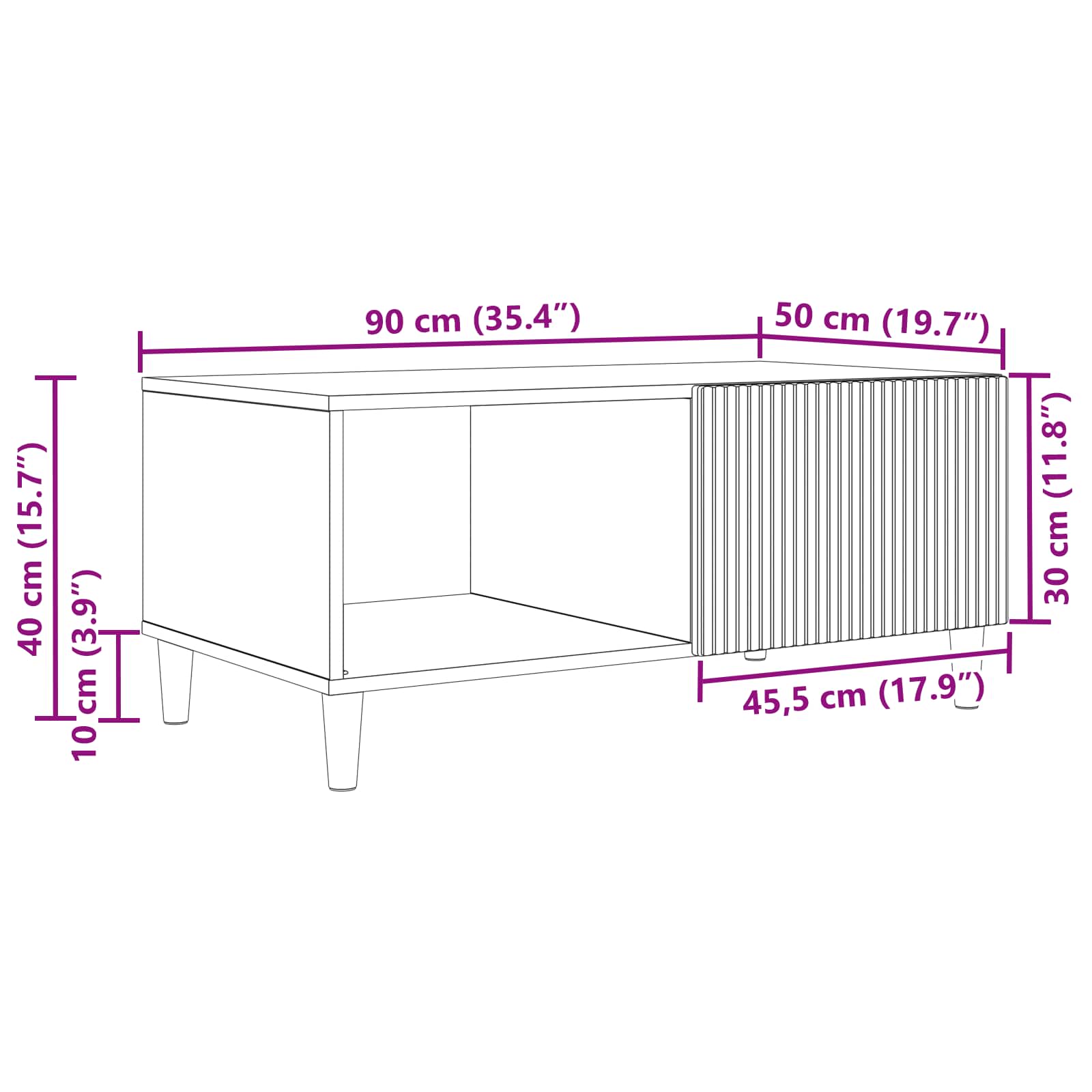Kava Stol Siva sonoma 90 x 50 x 40 cm Konstruirano drvo
