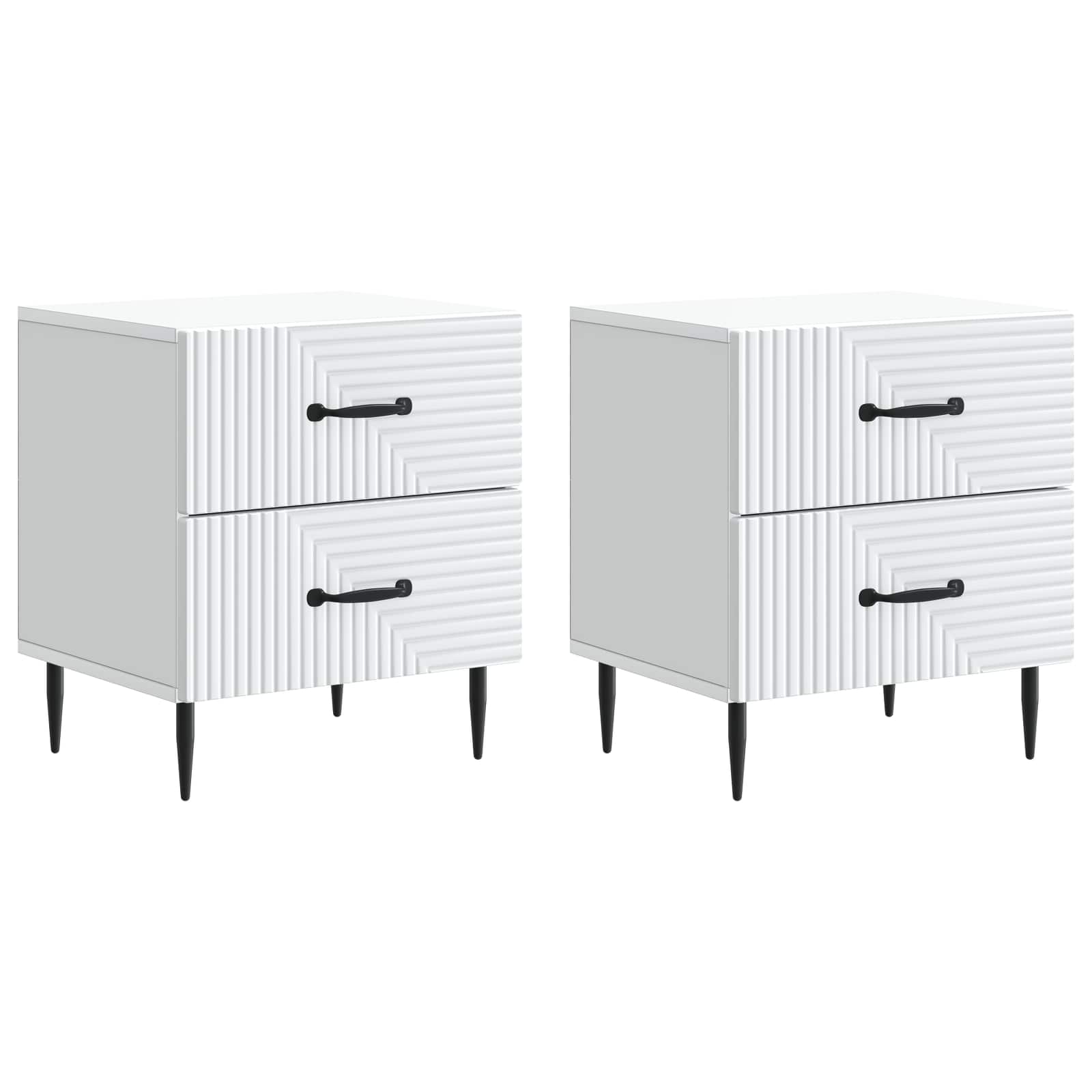 Noćni ormar 2 pcs Bijela 43 x 34,5 x 47,5 cm Konstruirano drvo