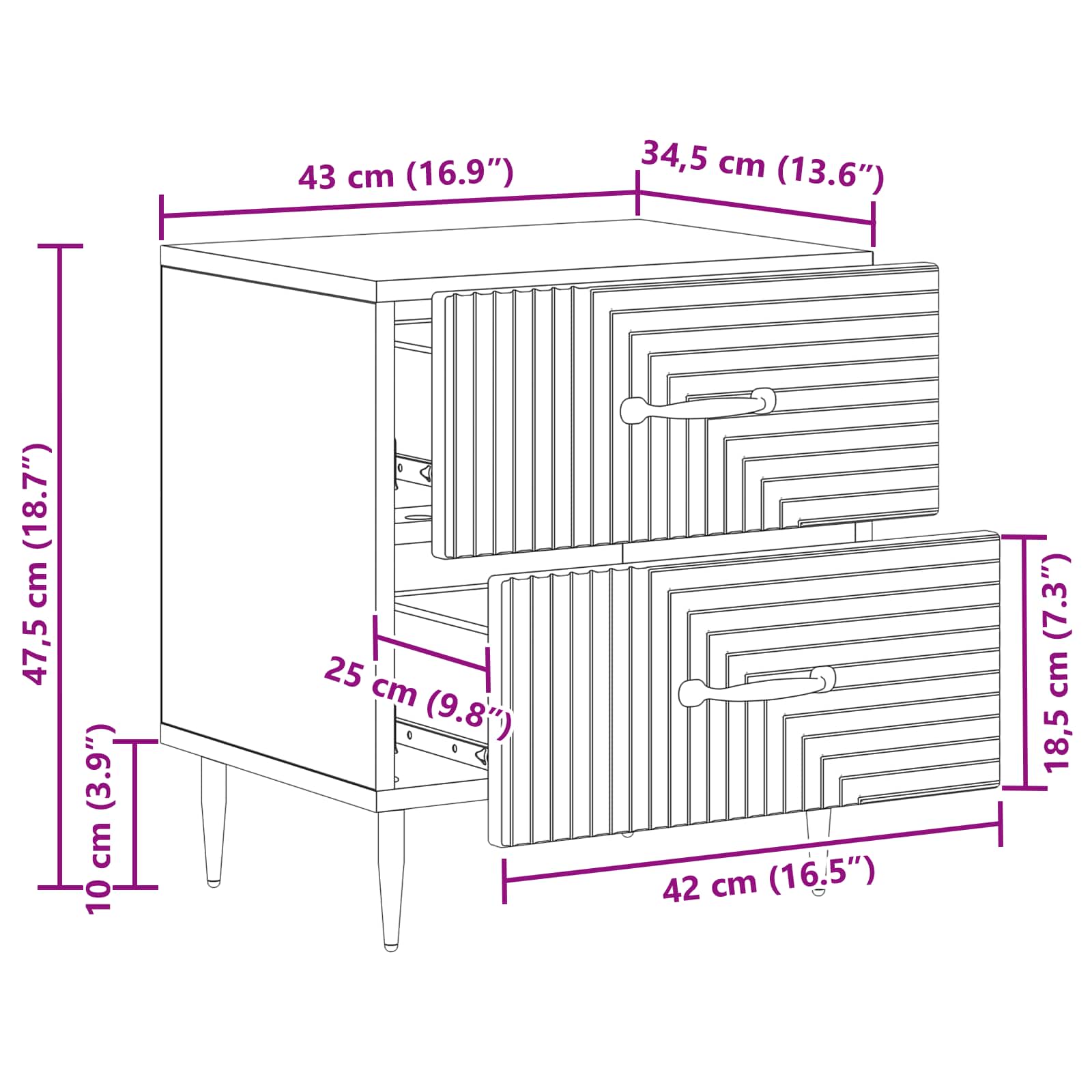 Noćni ormar Siva sonoma 43 x 34,5 x 47,5 cm Konstruirano drvo