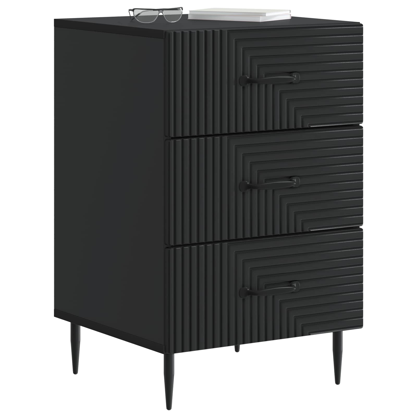 Noćni ormar s ladicama Crna 43 x 41 x 66,5 cm Konstruirano drvo