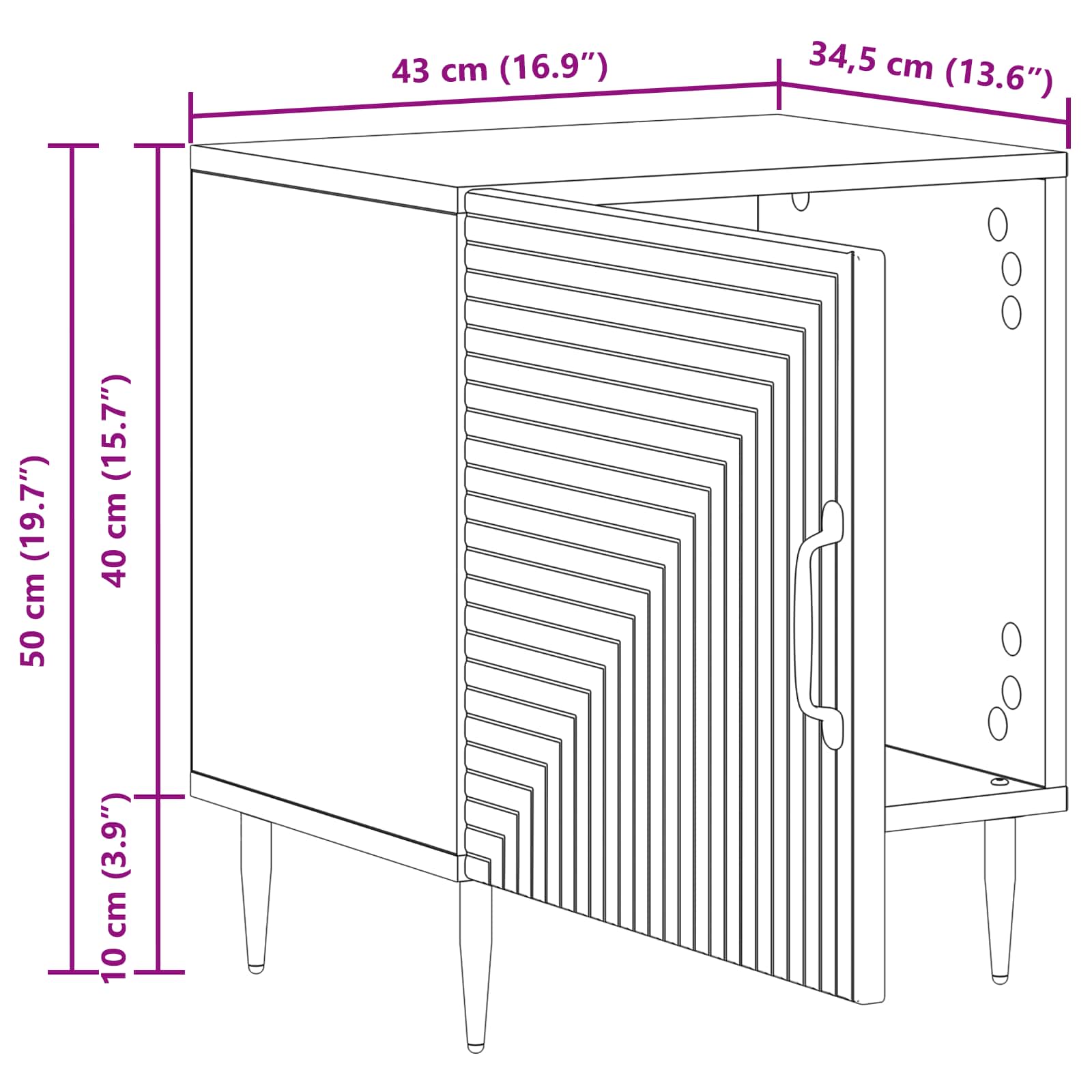 Noćni ormar 2 pcs Betonska siva 43 x 34,5 x 50 cm