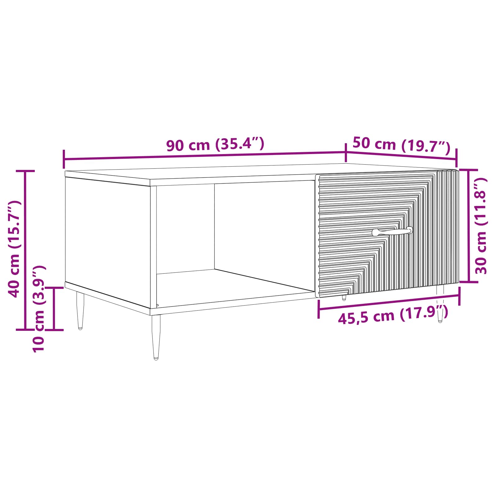 Kava Stol Siva sonoma 90 x 50 x 40 cm Konstruirano drvo