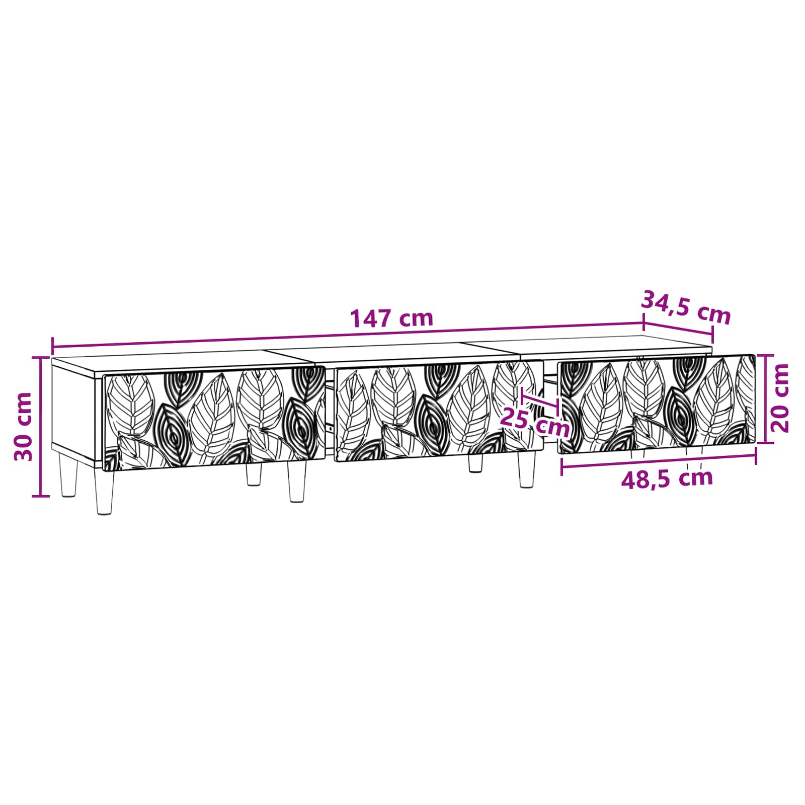 TV ormar 147 x 34,5 x 30 cm Bijela Konstruirano drvo