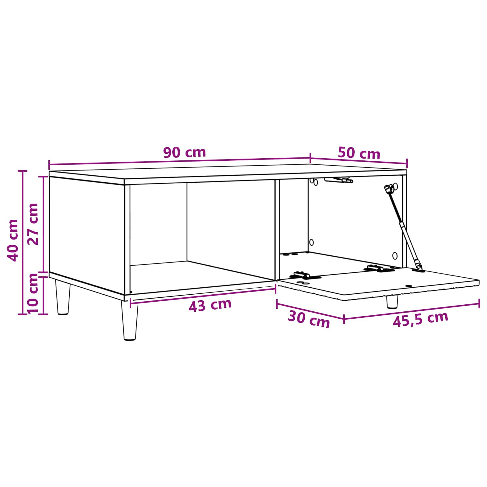 Kava Stol Bijela visokog sjaja 90 x 50 x 40 cm
