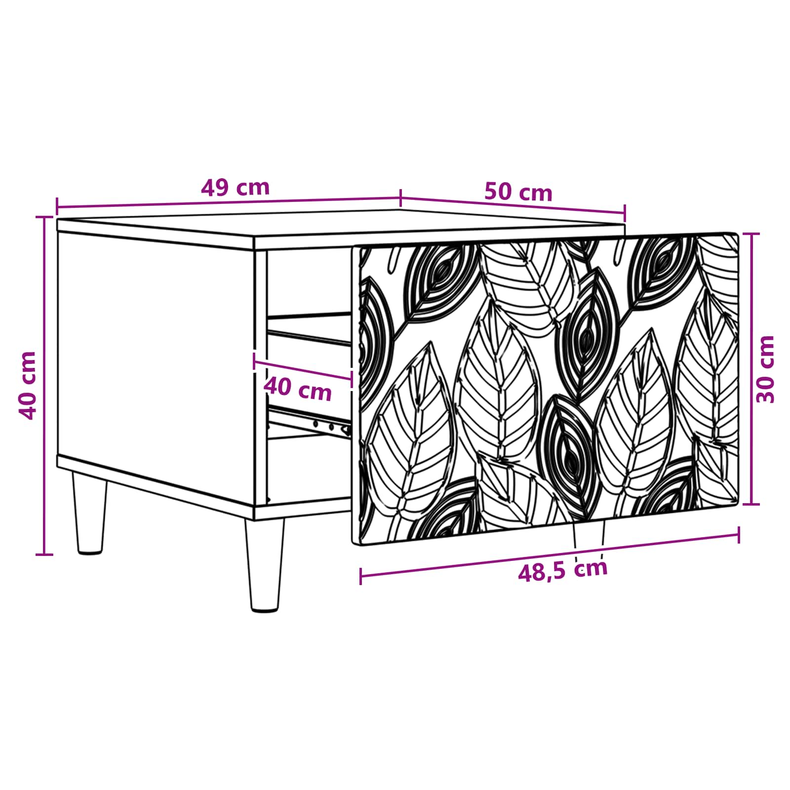 Kava Stol Siva Sonoma 50 x 49 x 40 cm Konstruirano drvo