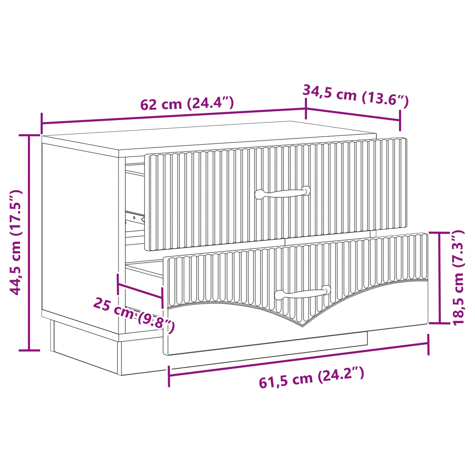 Noćni ormar Siva sonoma 62 x 34,5 x 44,5 cm Konstruirano drvo