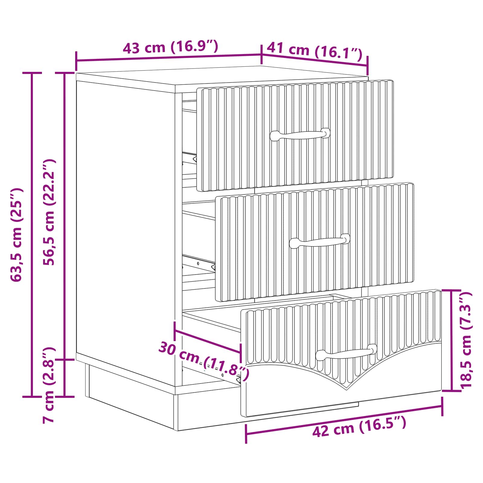 Noćni ormar Staro drvo 43 x 41 x 63,5 cm Konstruirano drvo
