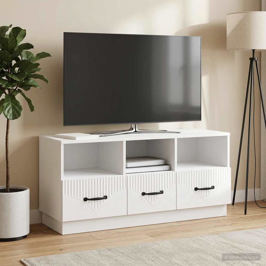 TV ormar s ladicama Bijela visokog sjaja 102 x 34,5 x 47 cm