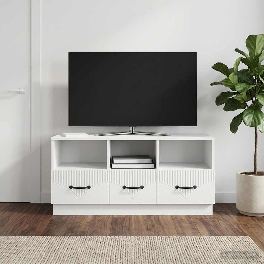 TV ormar s ladicama Bijela visokog sjaja 102 x 34,5 x 47 cm