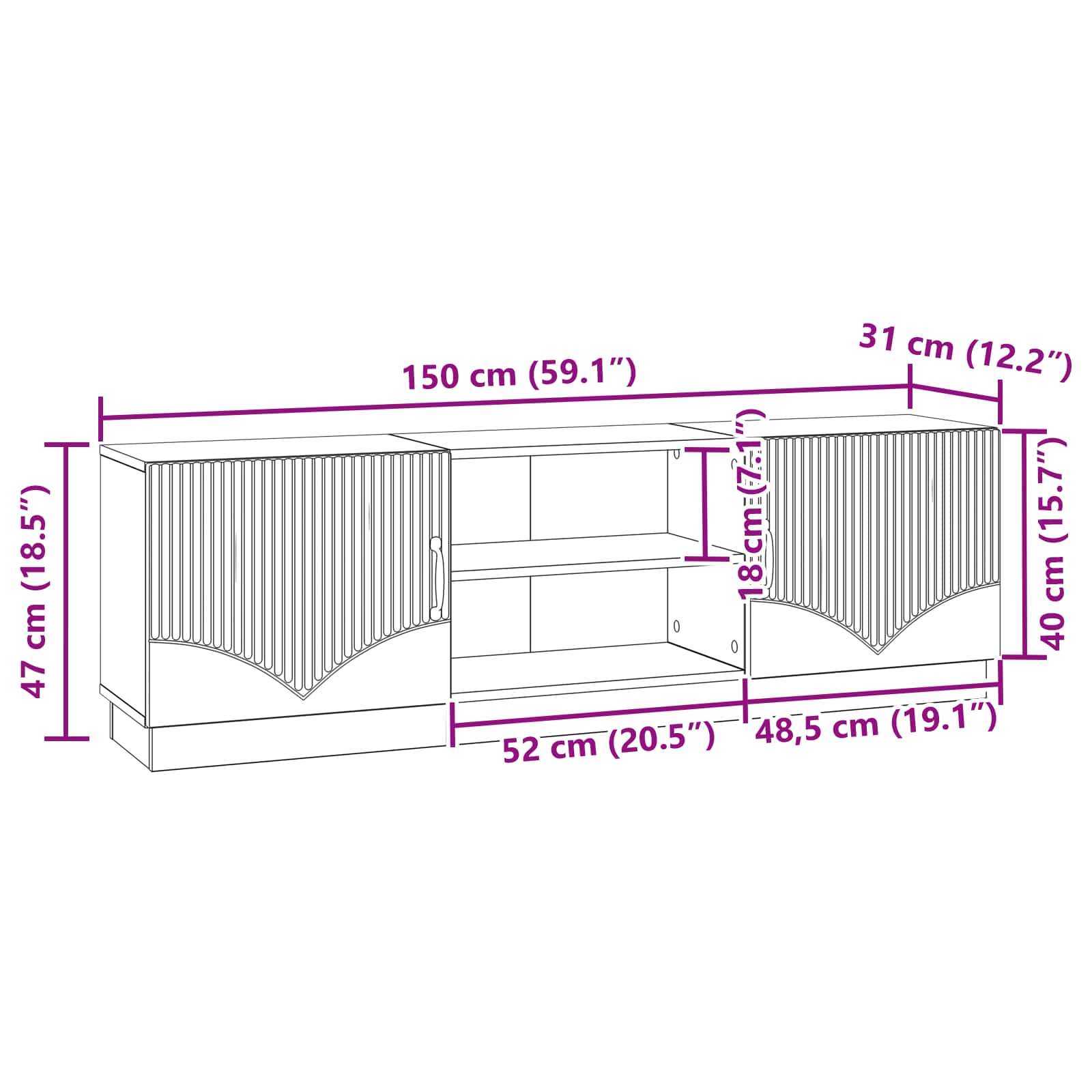 TV ormar Crna 150 x 31 x 47 cm Konstruirano drvo