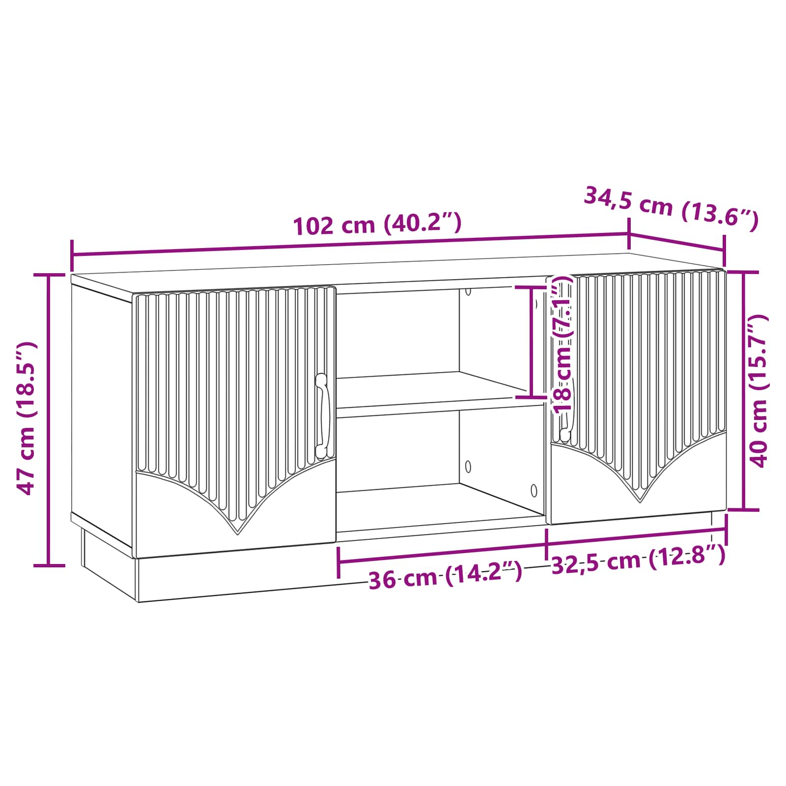 TV ormar Betonska siva 102 x 34,5 x 47 cm Konstruirano drvo