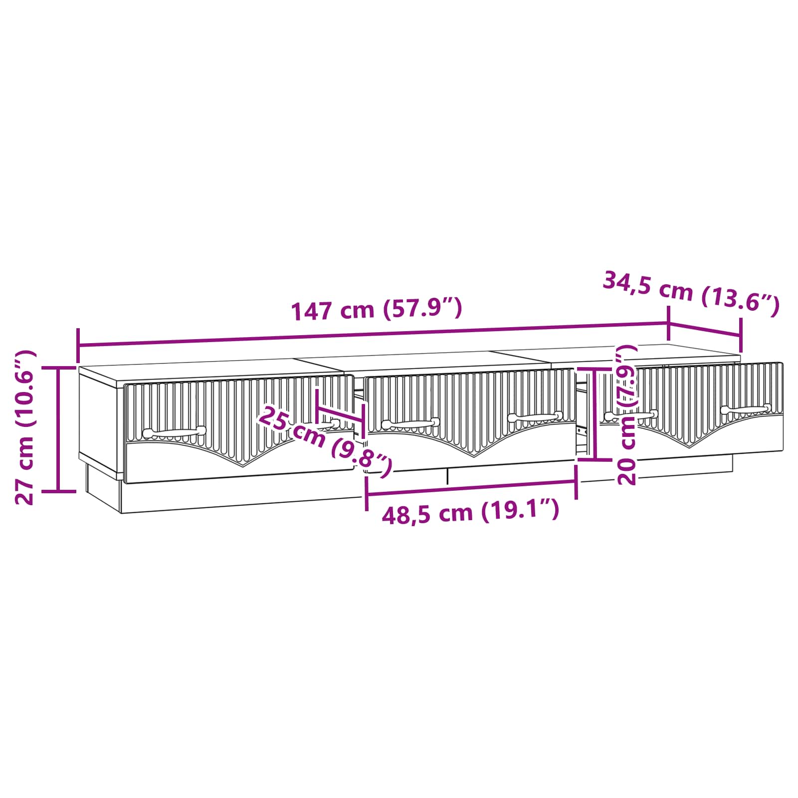 TV ormar Hrast sonoma 147 x 34,5 x 27 cm Konstruirano drvo
