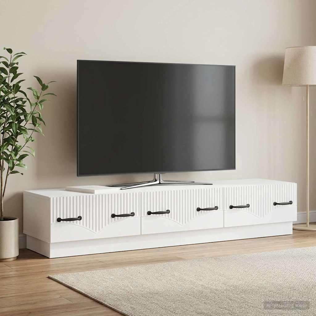 TV ormar s ladicama Bijela visokog sjaja 147 x 34,5 x 27 cm