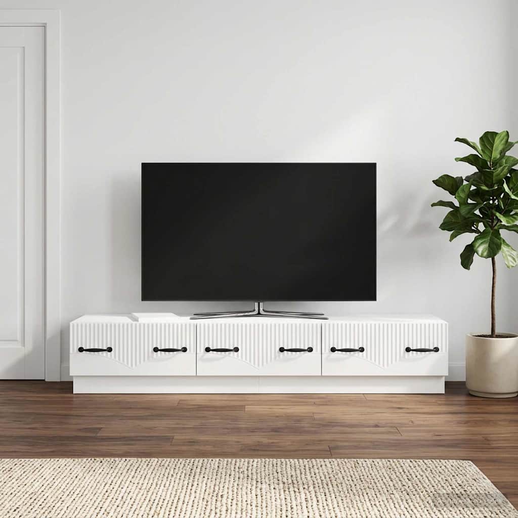 TV ormar s ladicama Bijela visokog sjaja 147 x 34,5 x 27 cm