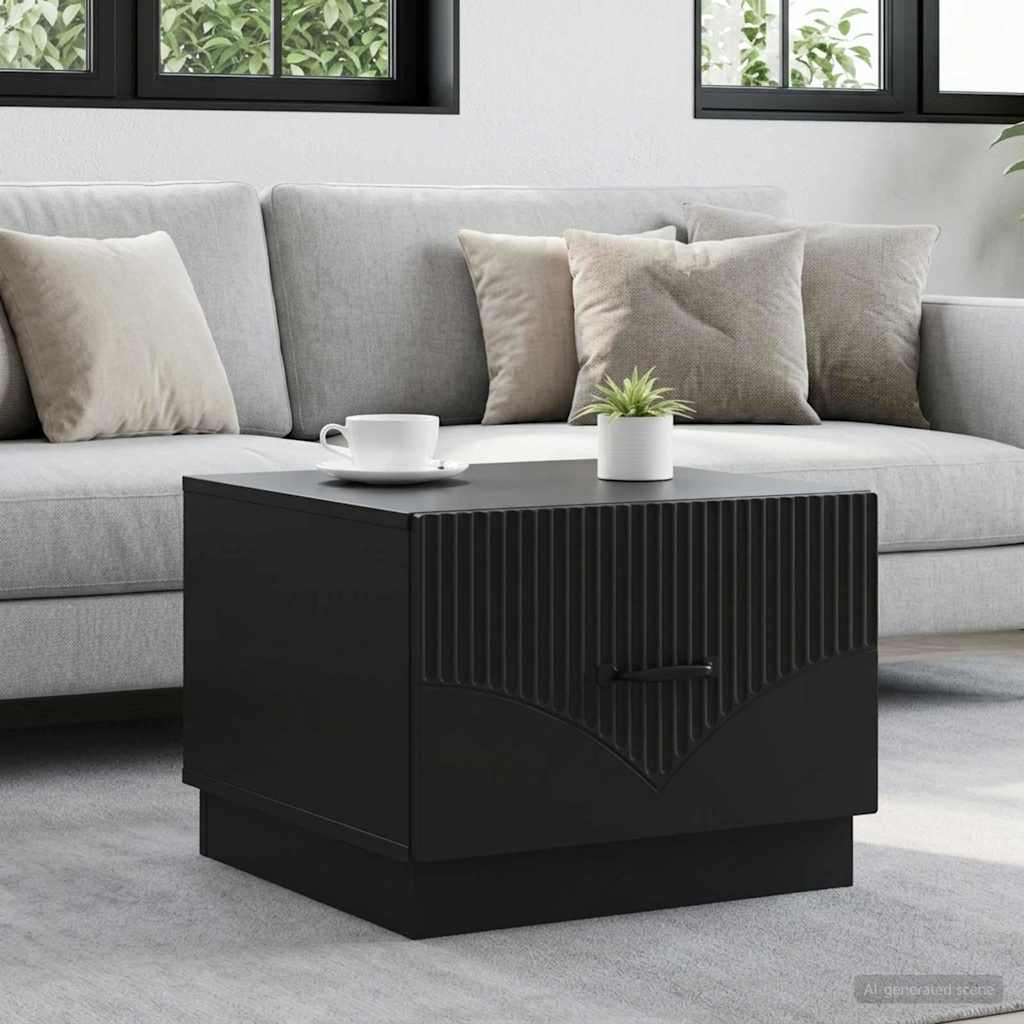 Kava Stol s ladicama Crna 49 x 50 x 37 cm Konstruirano drvo