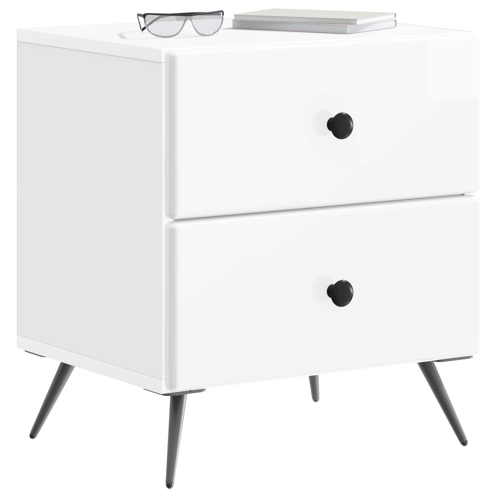 Noćni ormar s ladicama Bijela visokog sjaja 43 x 34,5 x 47,5 cm