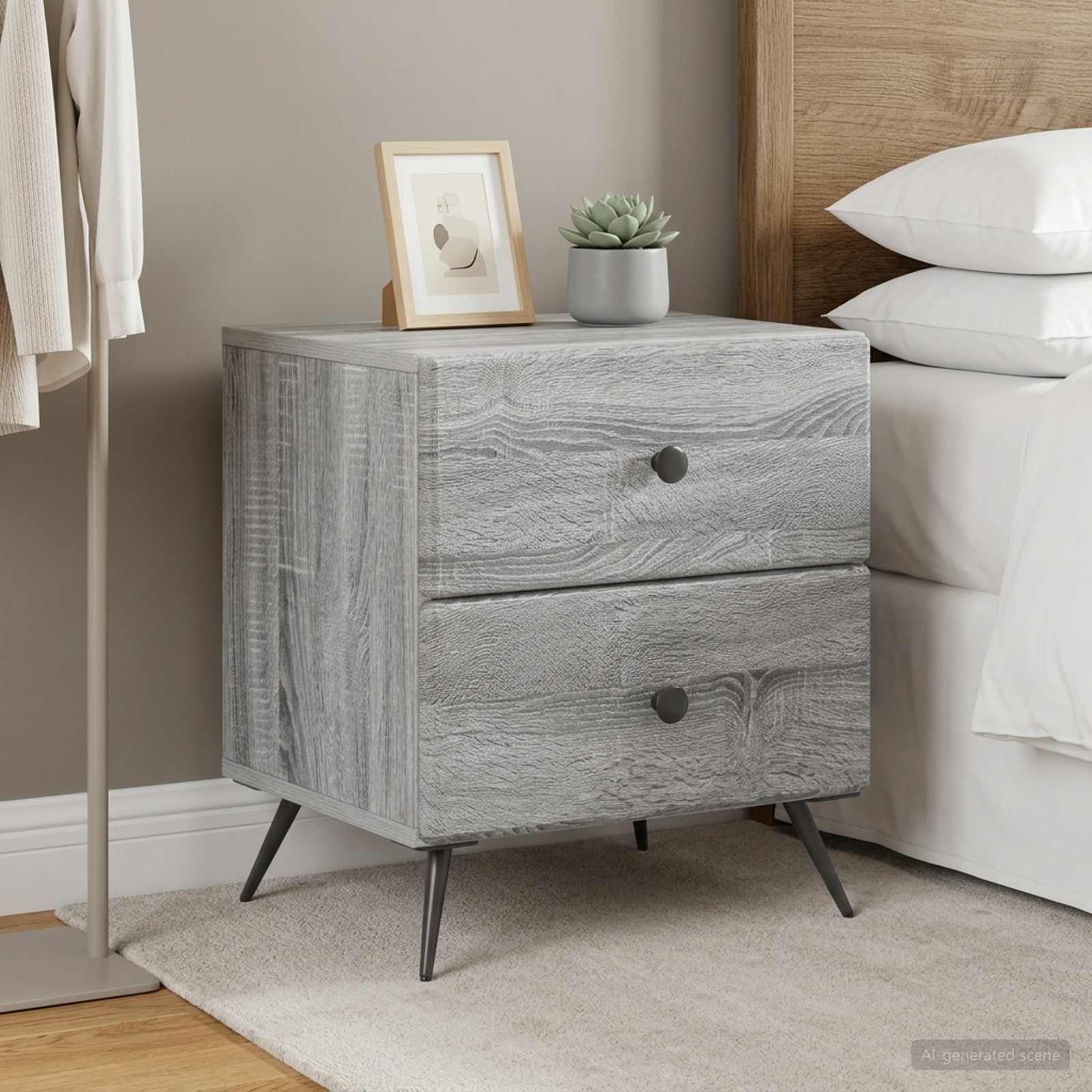 Noćni ormar s ladicama 2 pcs Siva sonoma 43 x 34,5 x 47,5 cm