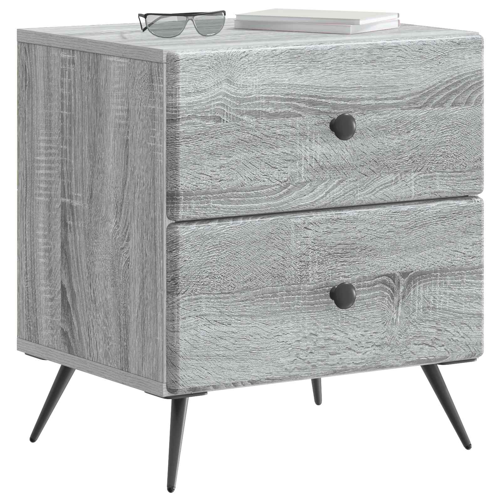 Noćni ormar s ladicama 2 pcs Siva sonoma 43 x 34,5 x 47,5 cm