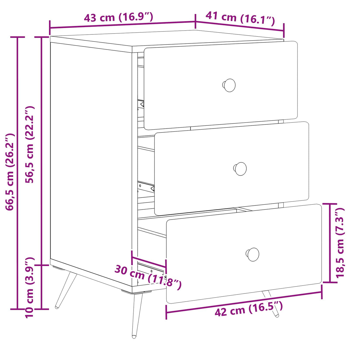 Noćni ormar Staro drvo 43 x 41 x 66,5 cm Konstruirano drvo