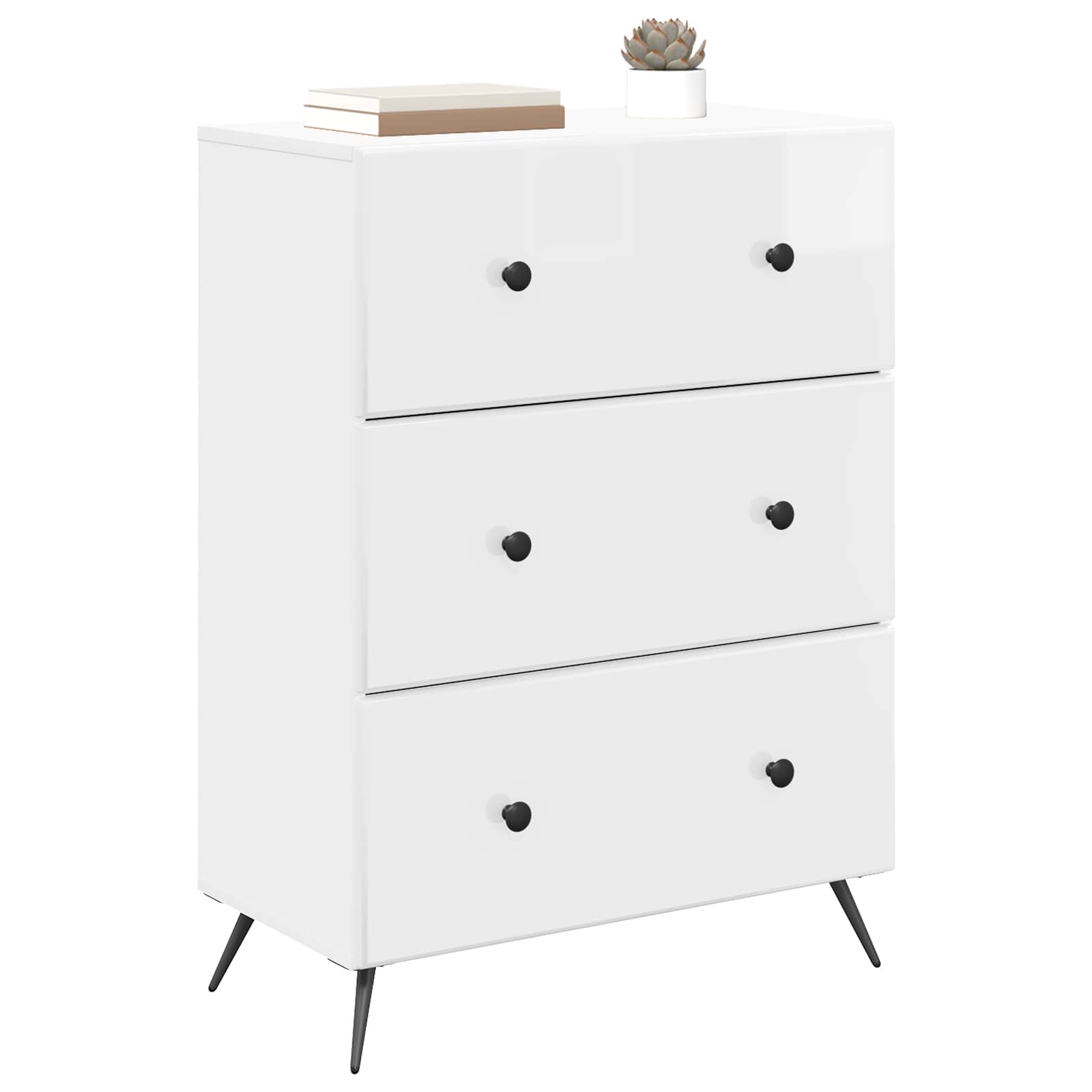 Ormar s ladicama Bijela visokog sjaja 66 x 34,5 x 90 cm