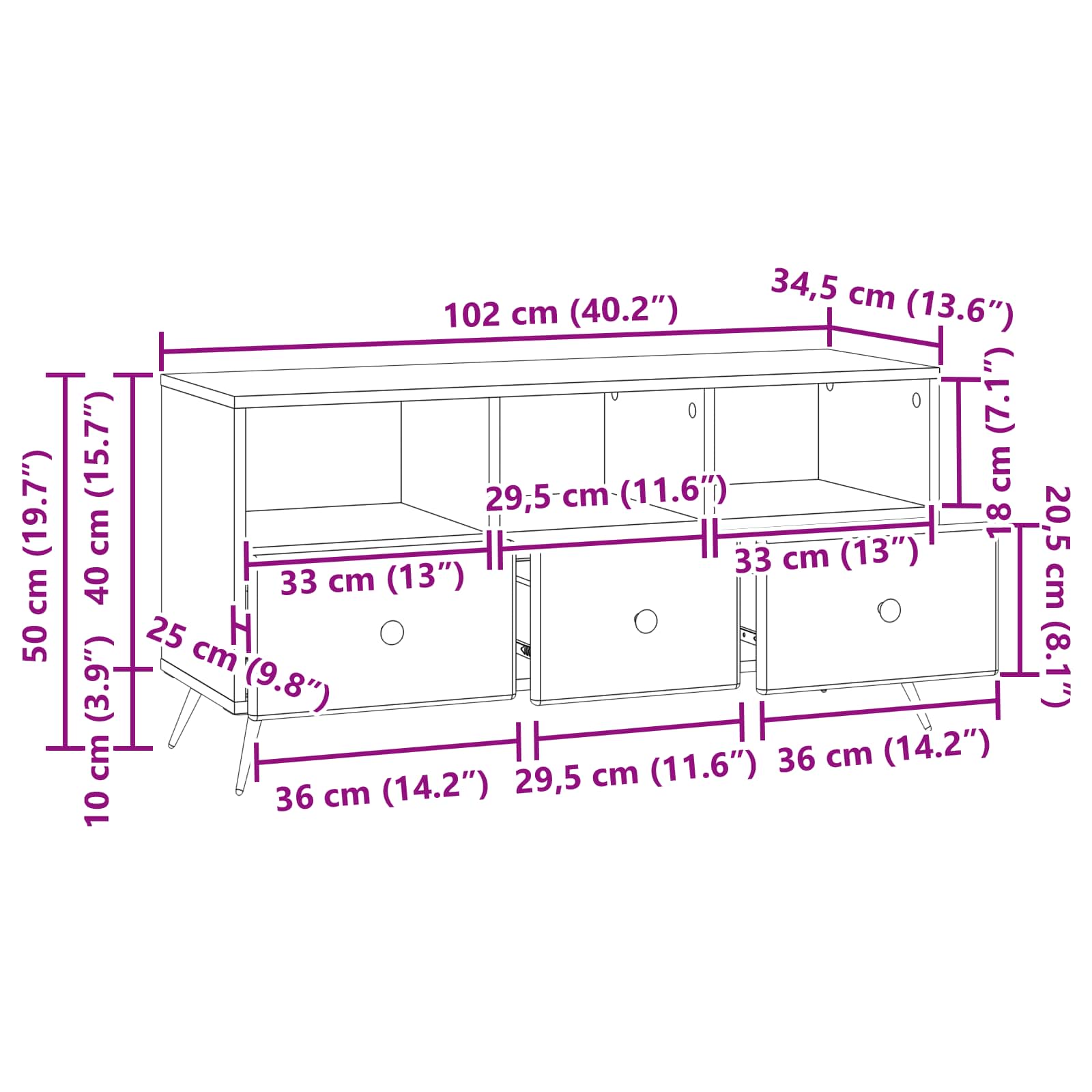TV ormar Dimljeni hrast 102 x 34,5 x 50 cm Konstruirano drvo