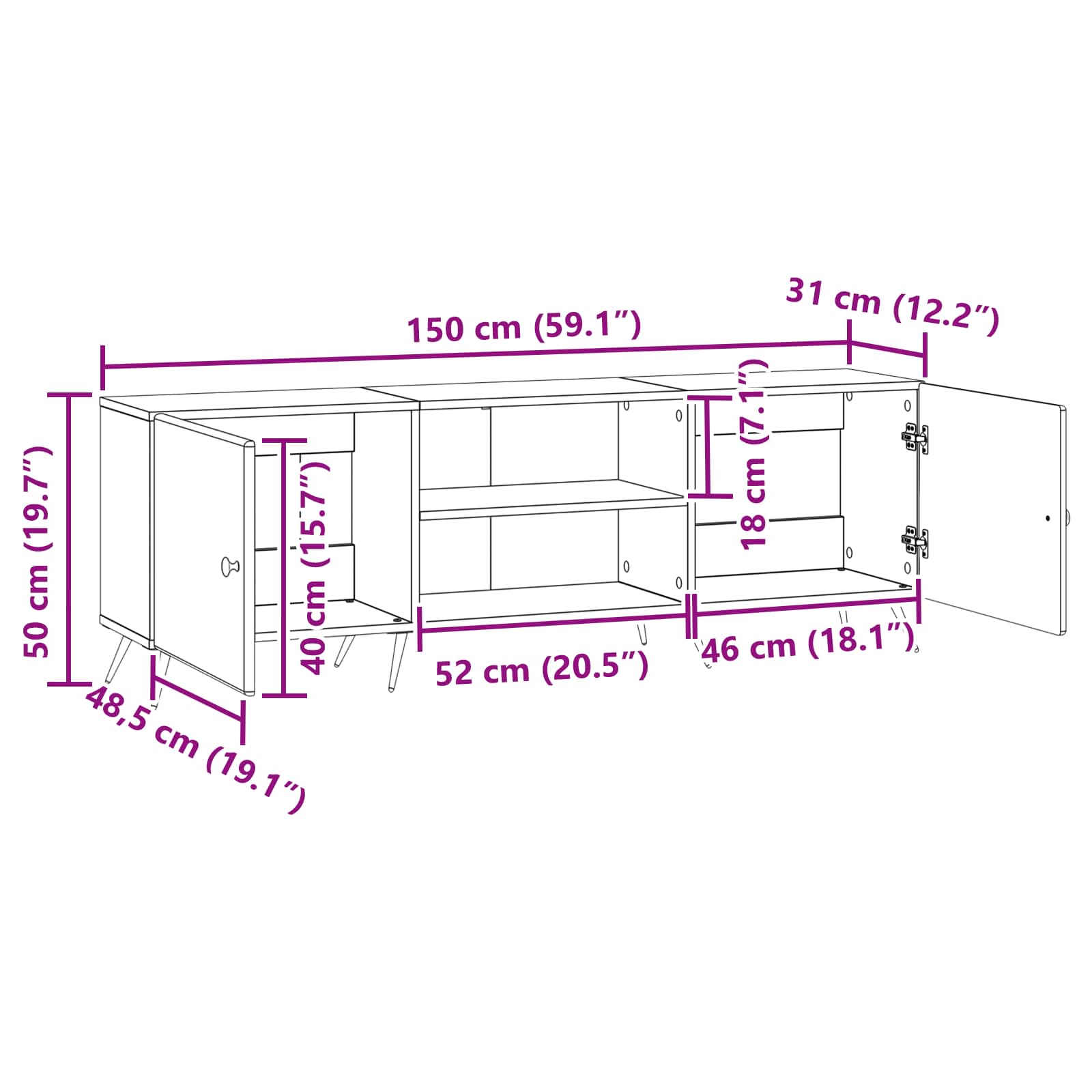 TV ormar Hrast artisan 150 x 31 x 50 cm Konstruirano drvo