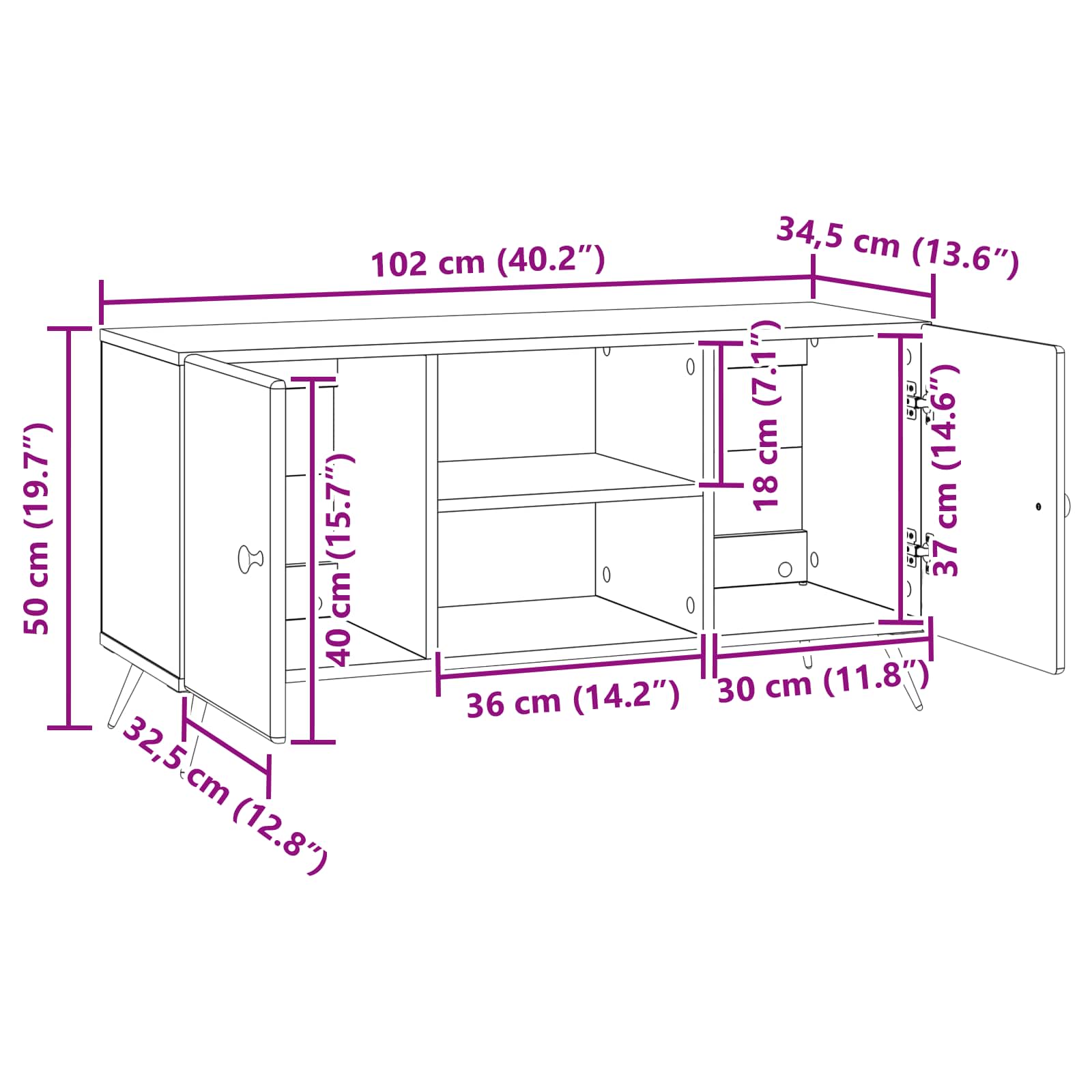 TV ormar Hrast sonoma 102 x 34,5 x 50 cm Konstruirano drvo