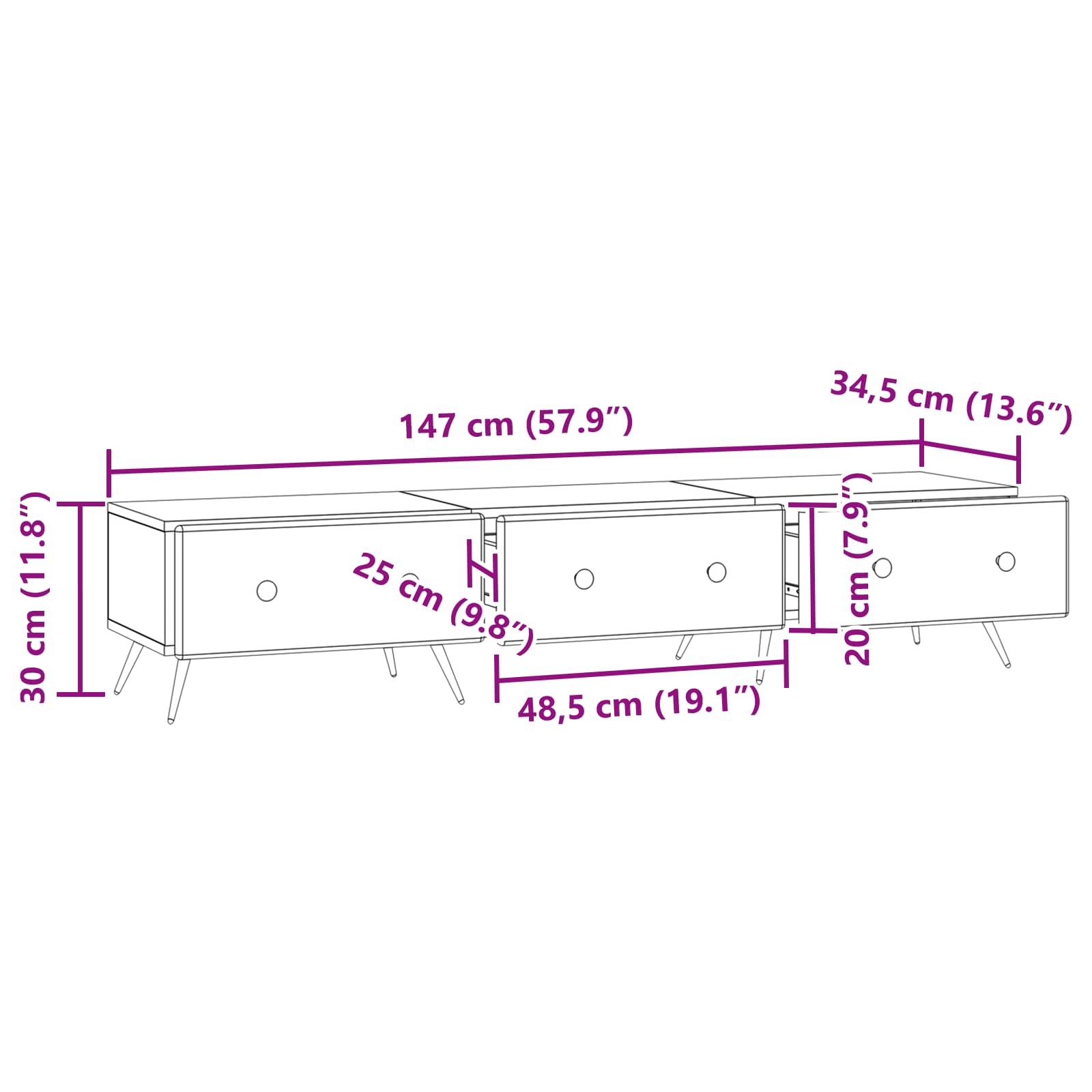TV ormar Staro drvo 147 x 34,5 x 30 cm Konstruirano drvo