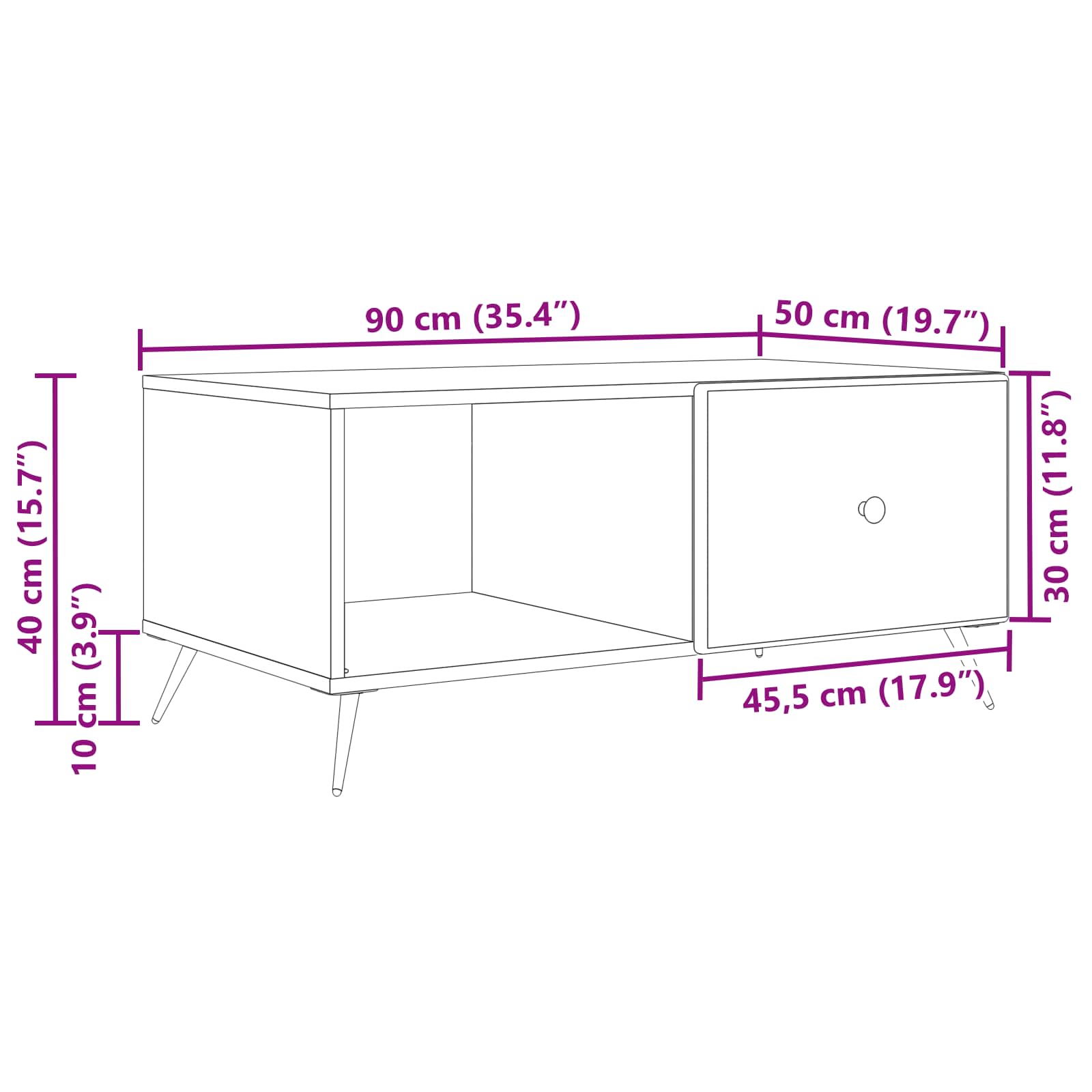 Kava Stol Crna 90 x 50 x 40 cm Konstruirano drvo