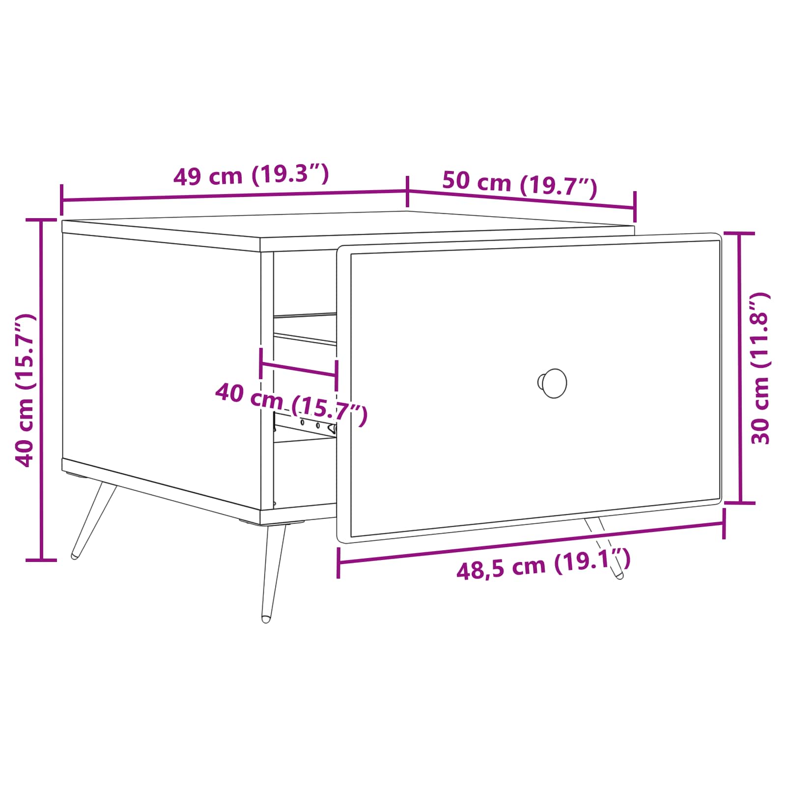 Kava Stol Siva sonoma 49 x 50 x 40 cm Konstruirano drvo