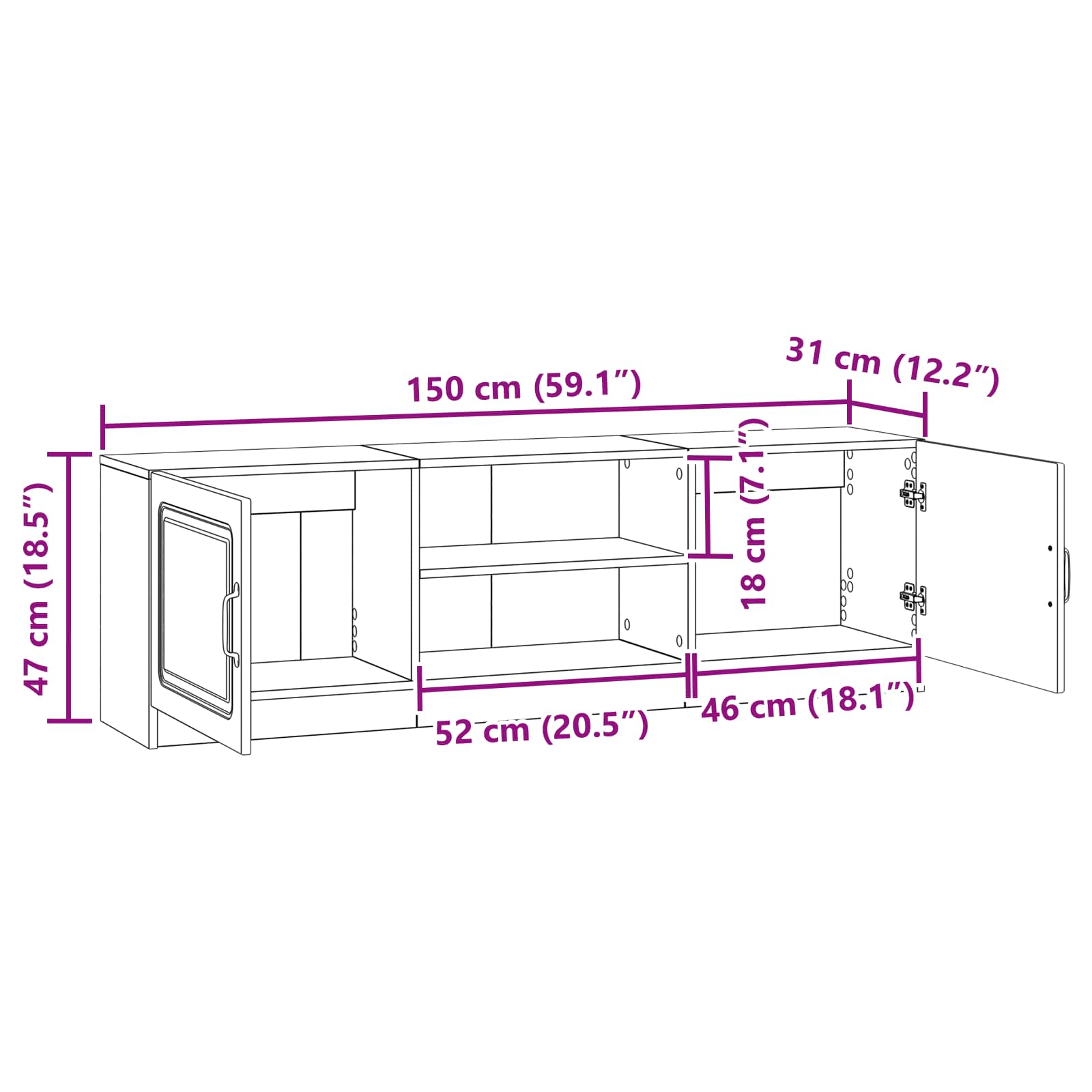 TV ormar Crna 150 x 31 x 47 cm Konstruirano drvo
