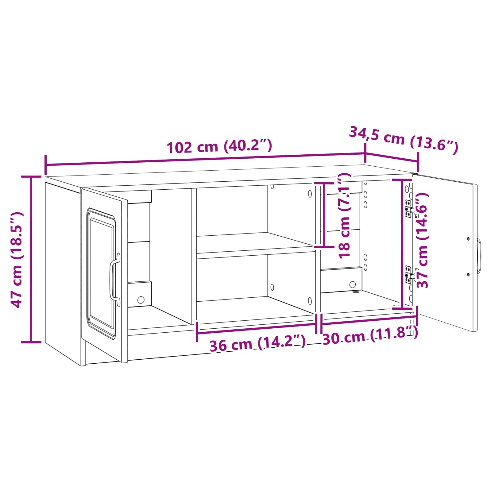 TV ormar Dimljeni hrast 102 x 34,5 x 47 cm Konstruirano drvo
