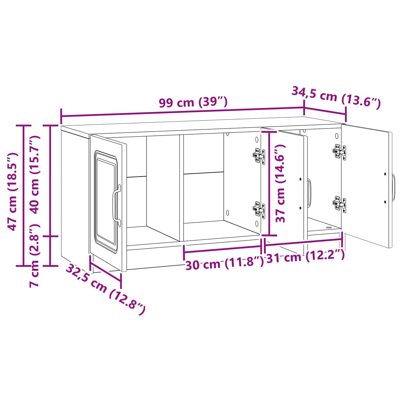 TV ormar Siva sonoma 99 x 34,5 x 47 cm Konstruirano drvo