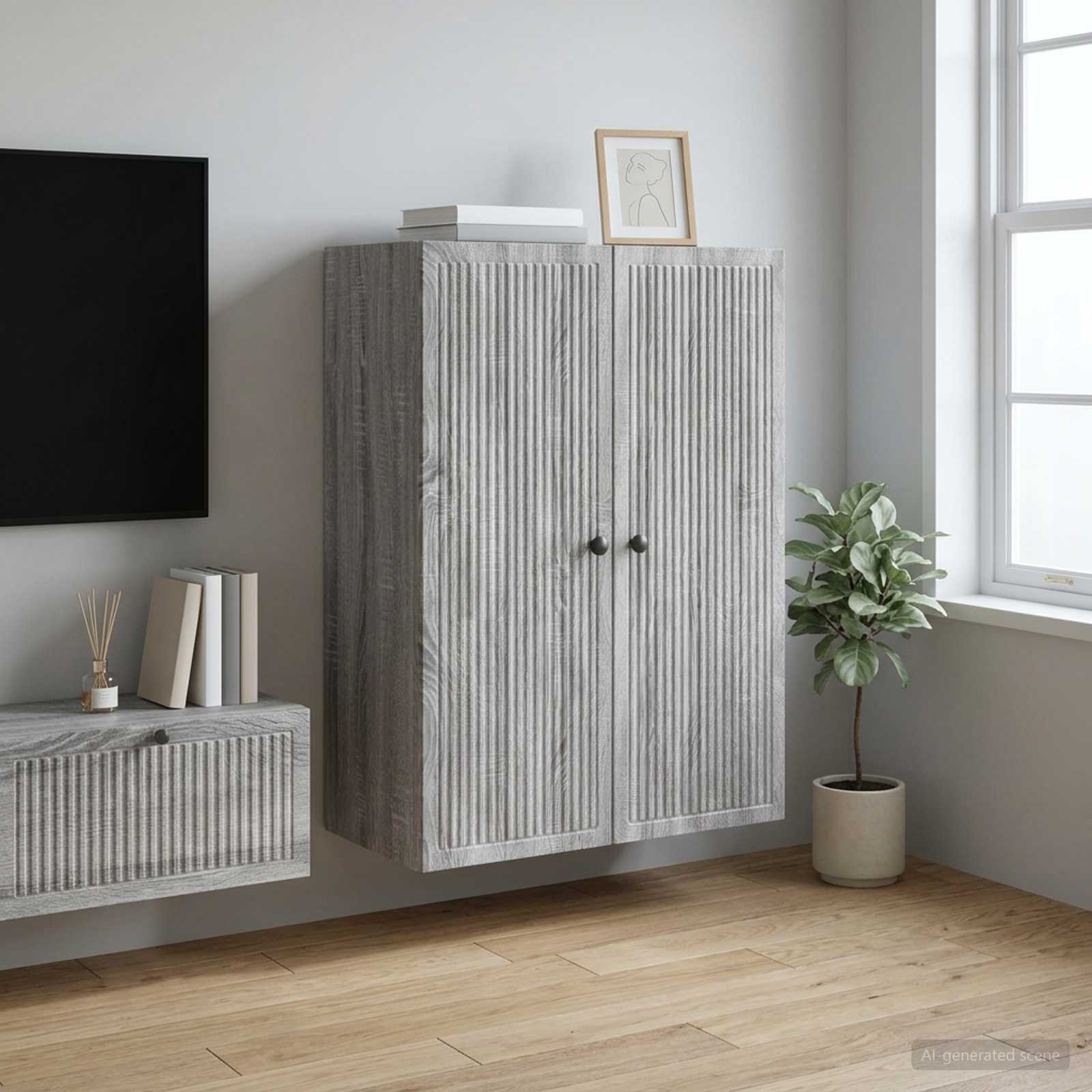 Ormar za montažu na zid Siva Sonoma 66 x 34,5 x 90 cm
