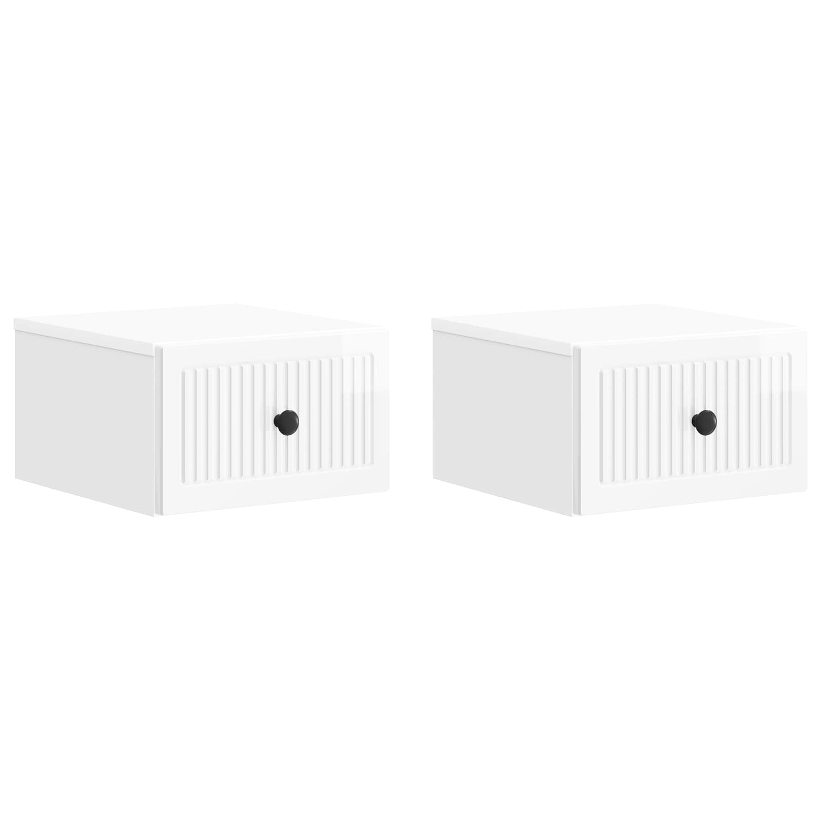 Noćni ormarić za montažu na zid 2 pcs Bijela visokog sjaja