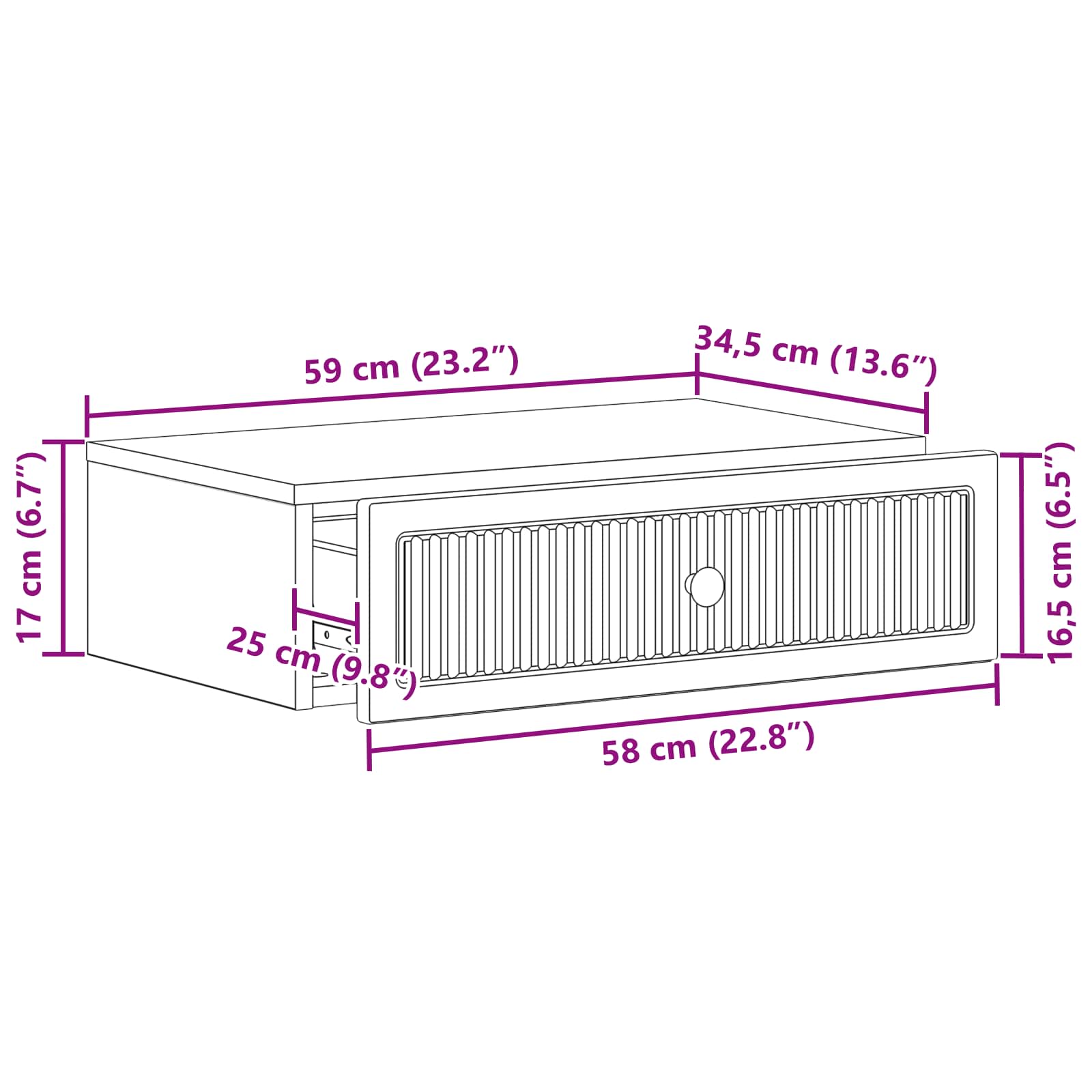 Stolna montirana na zid Crna 59 x 34,5 x 17 cm