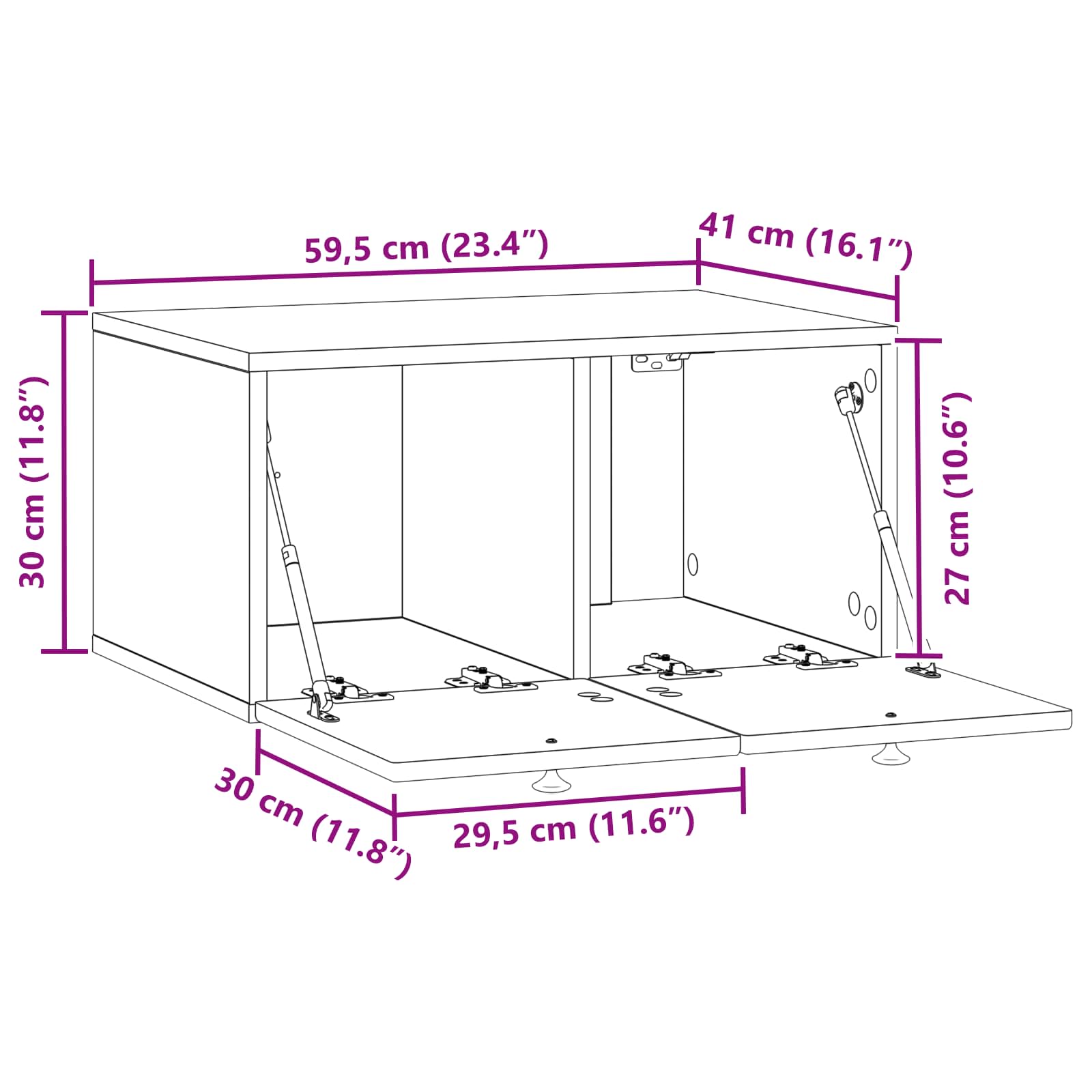 TV ormar za zid Zidne Bijela visokog sjaja 59,5 x 41 x 30 cm